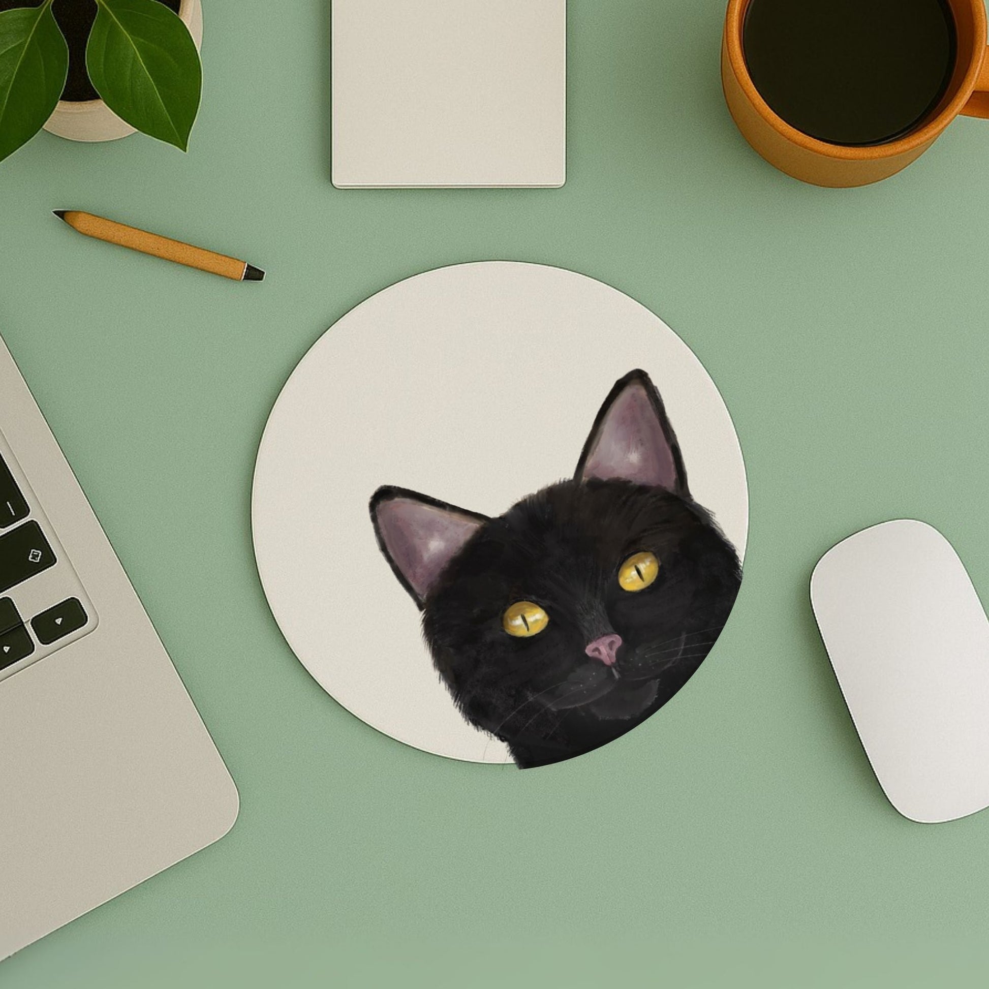 Black Cat Mousepad - MerikaArt