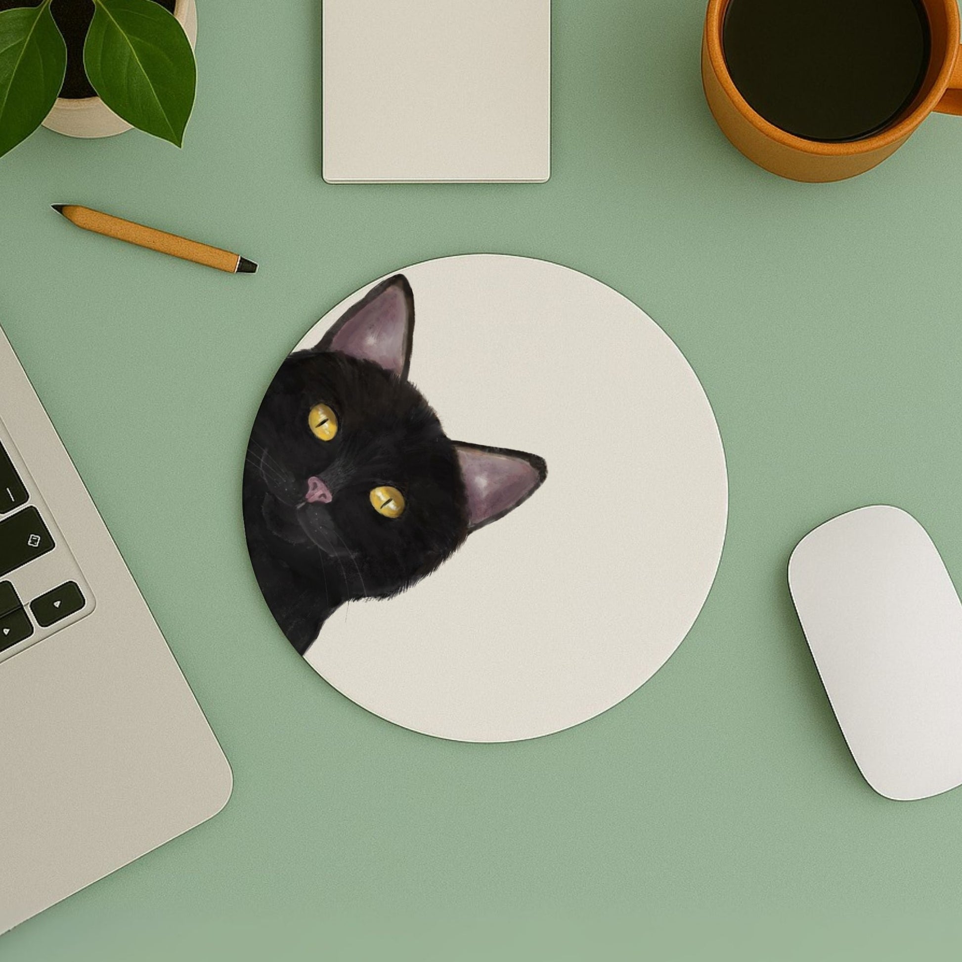 Black Cat Mousepad - MerikaArt