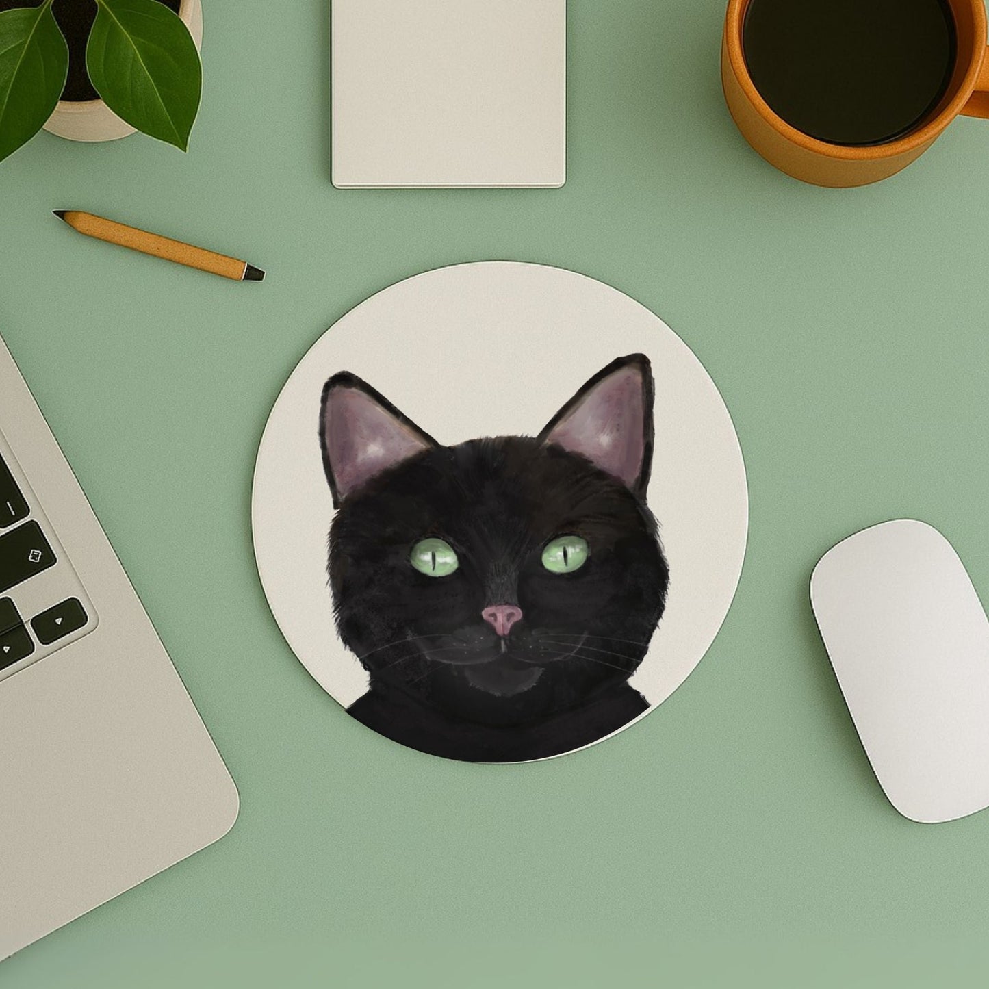 Black Cat Mousepad - MerikaArt