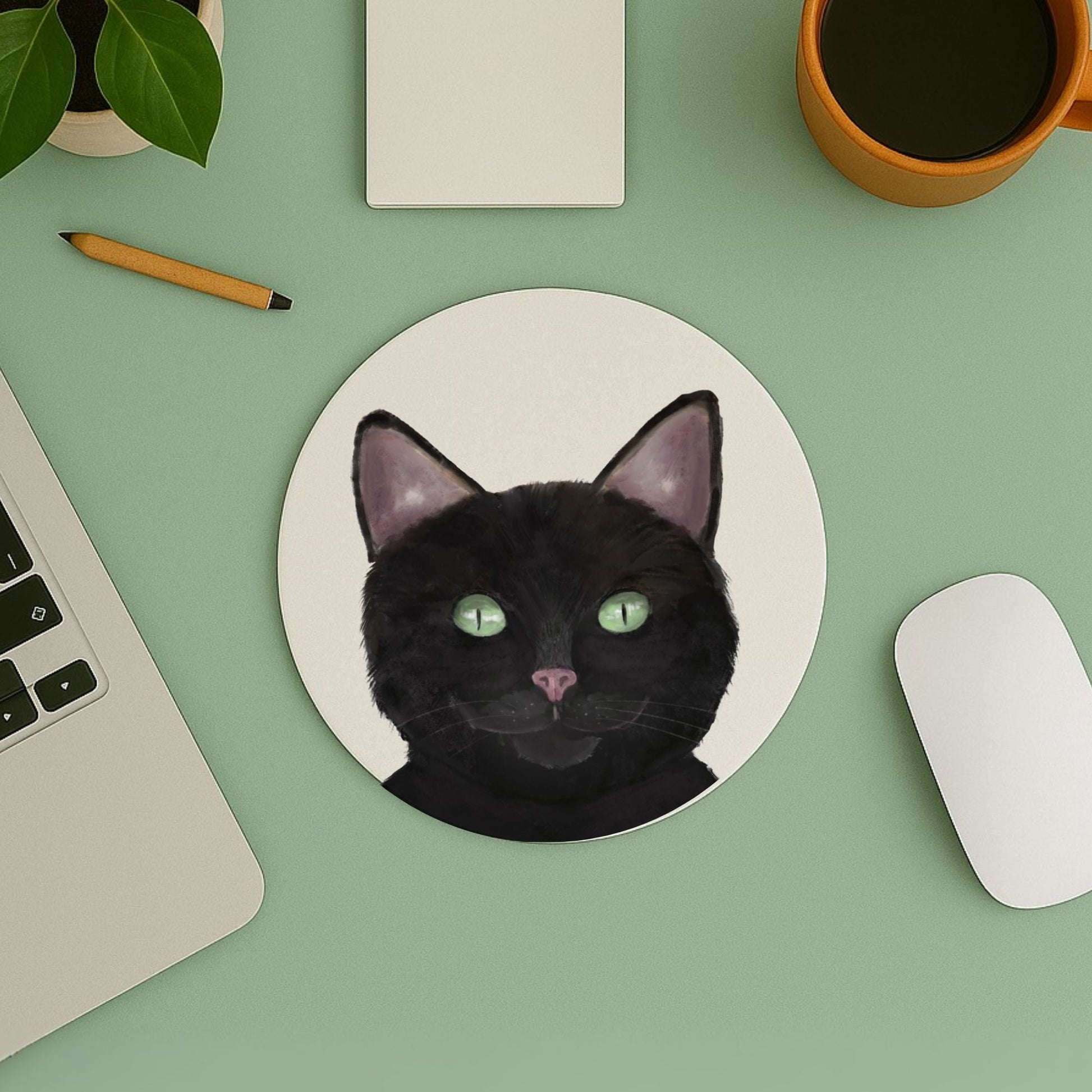 Black Cat Mousepad - MerikaArt