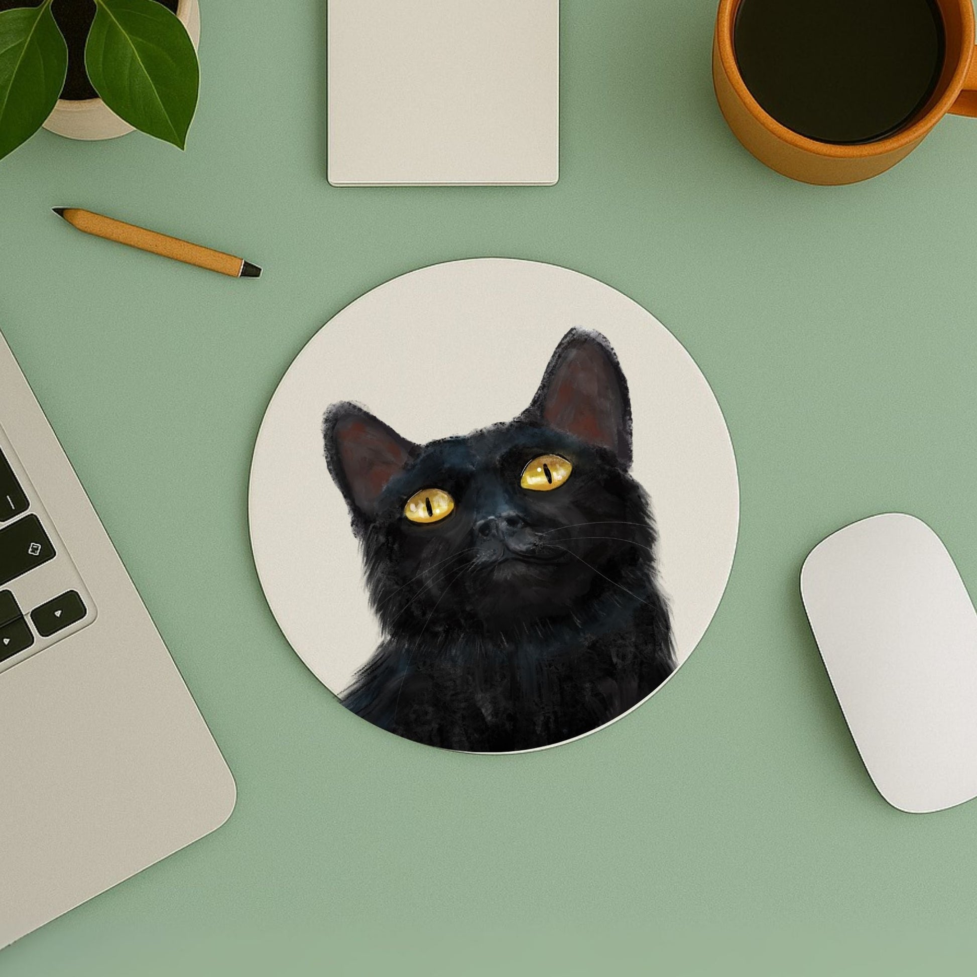 Black Cat Mousepad - MerikaArt