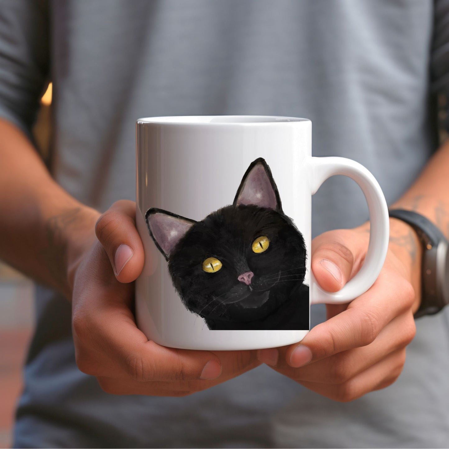Black Cat Mug - MerikaArt