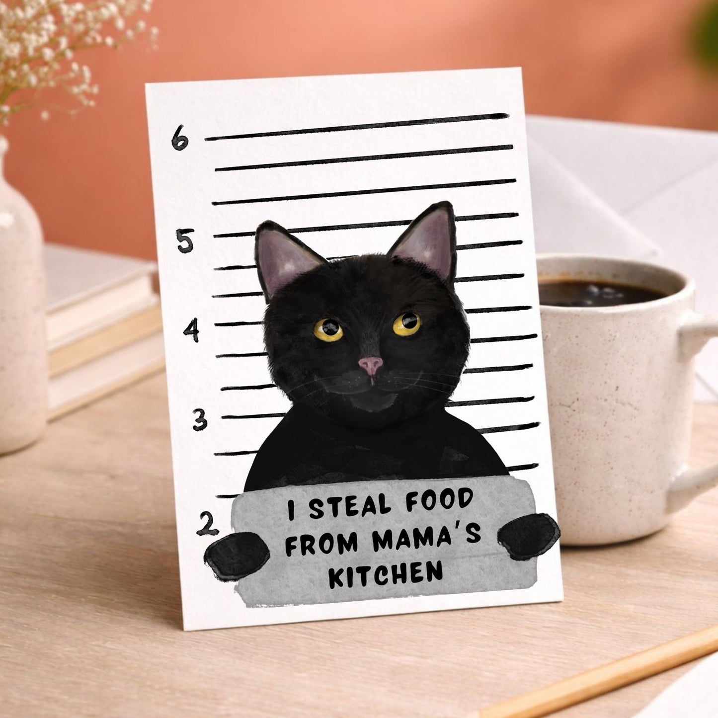 Black Cat Mugshot Postcard - MerikaArt