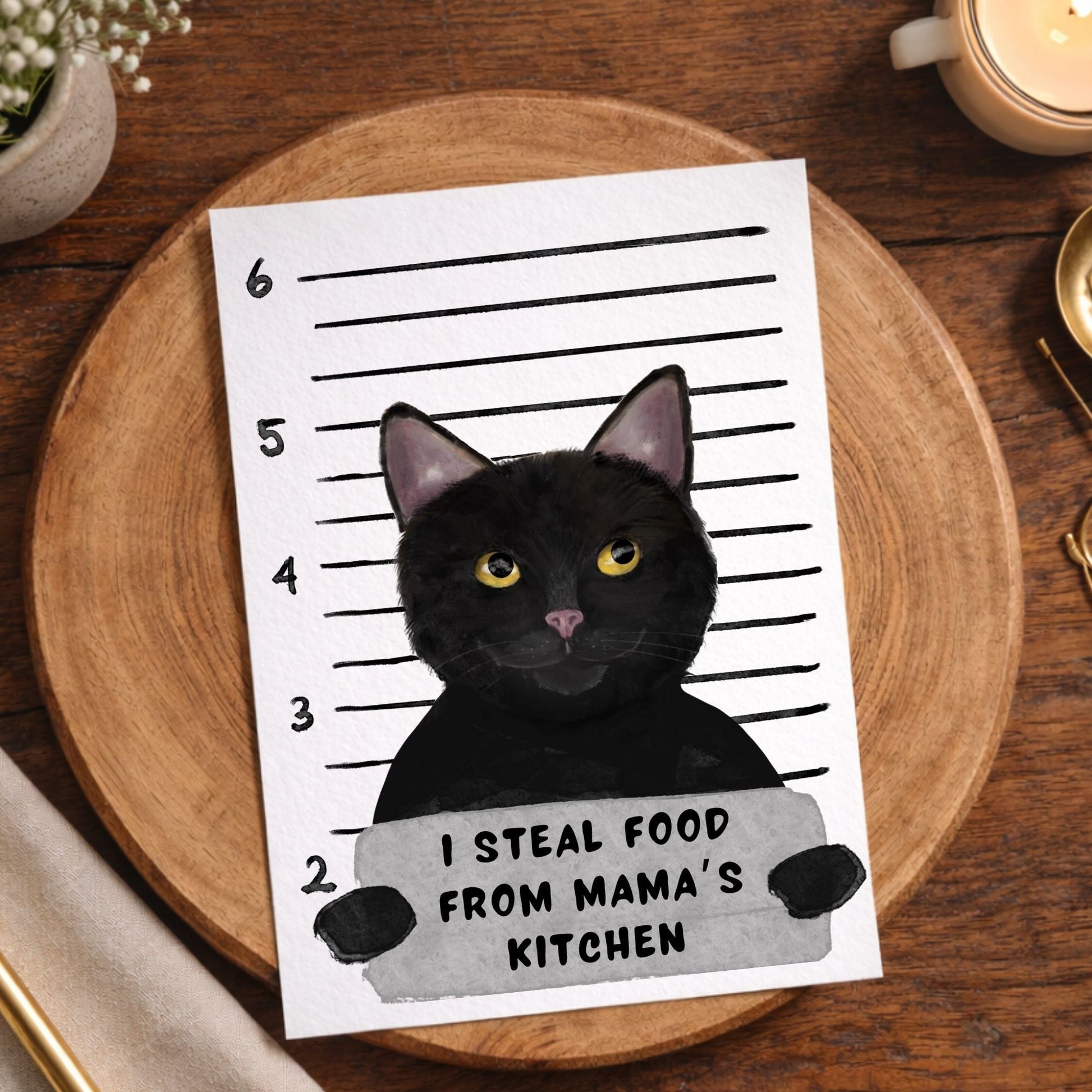 Black Cat Mugshot Postcard - MerikaArt