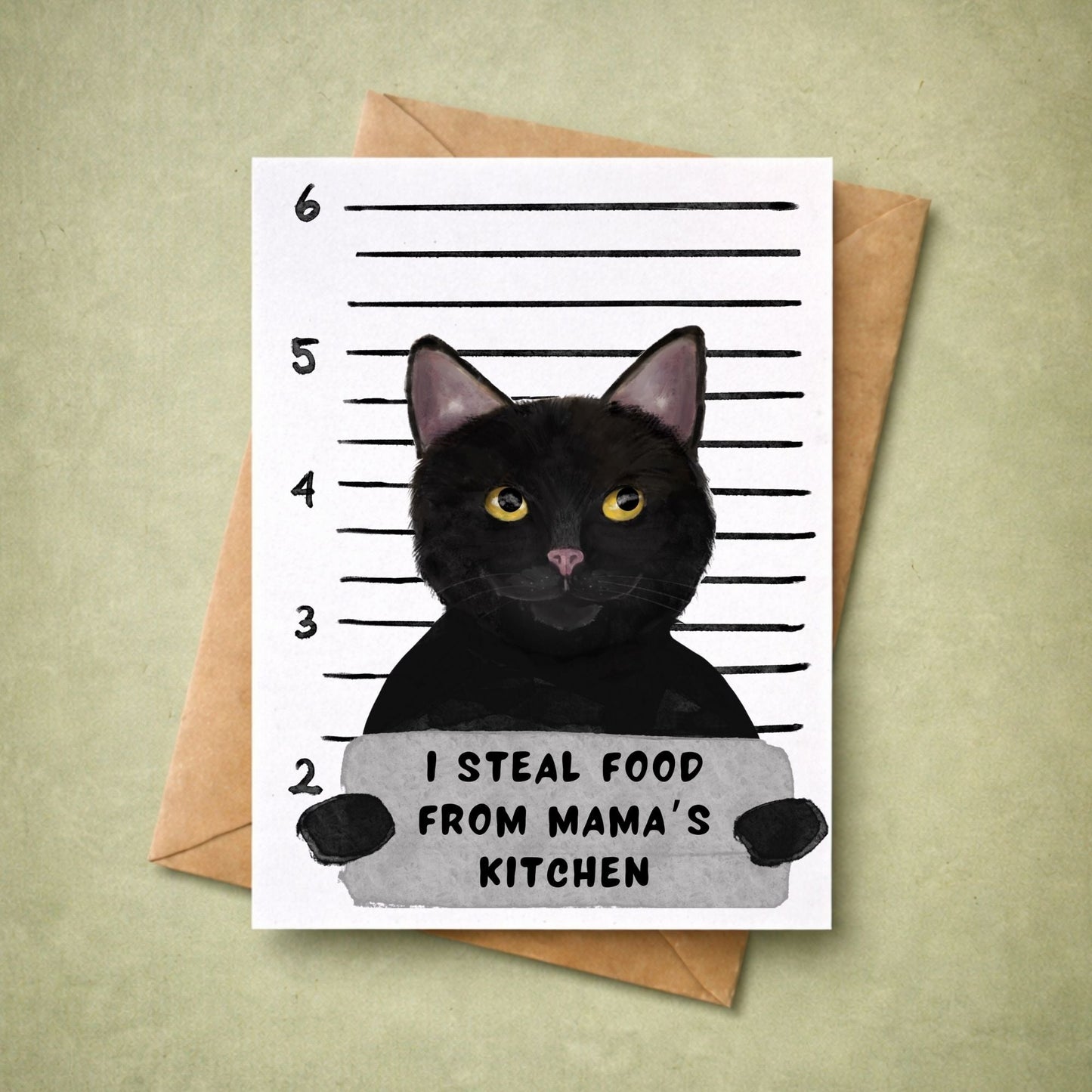 Black Cat Mugshot Postcard - MerikaArt
