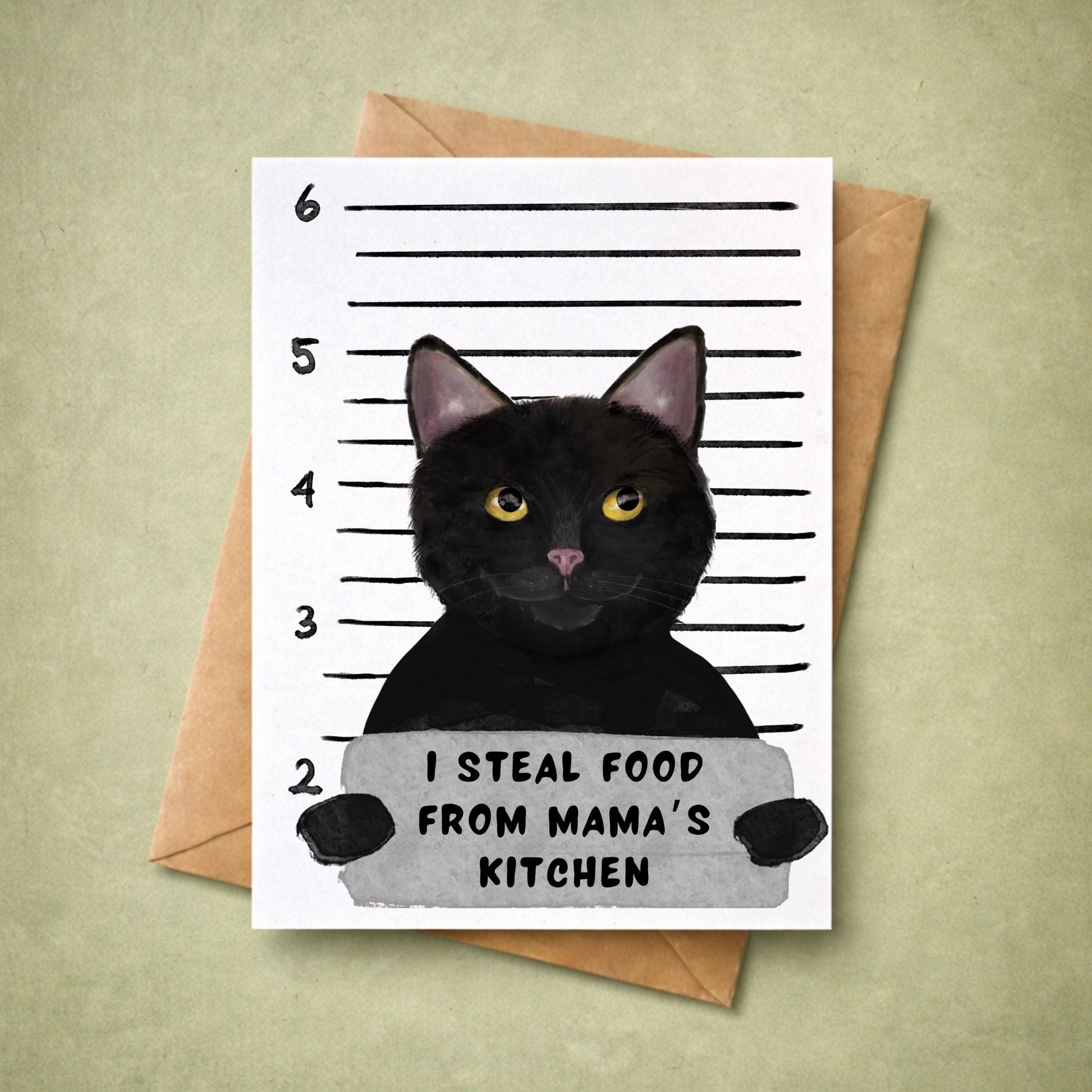 Black Cat Mugshot Postcard - MerikaArt