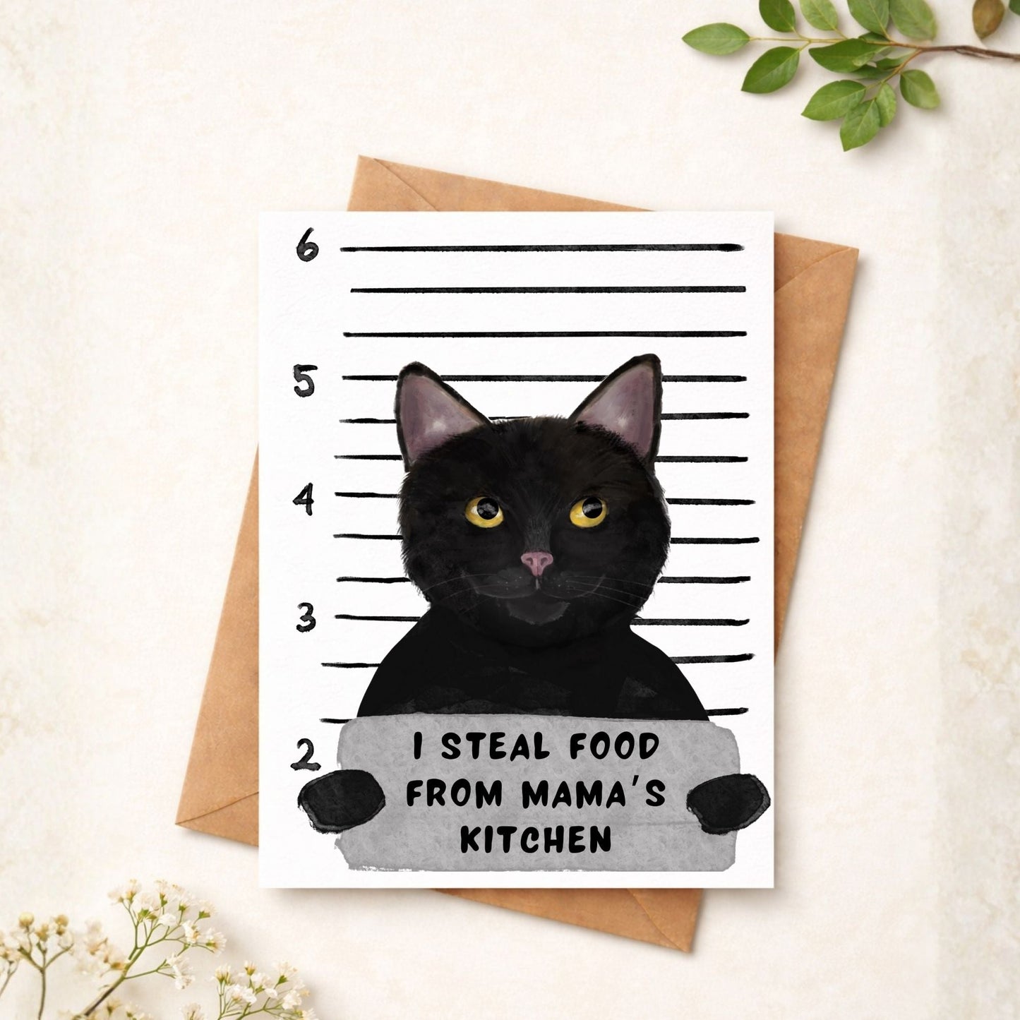 Black Cat Mugshot Postcard - MerikaArt
