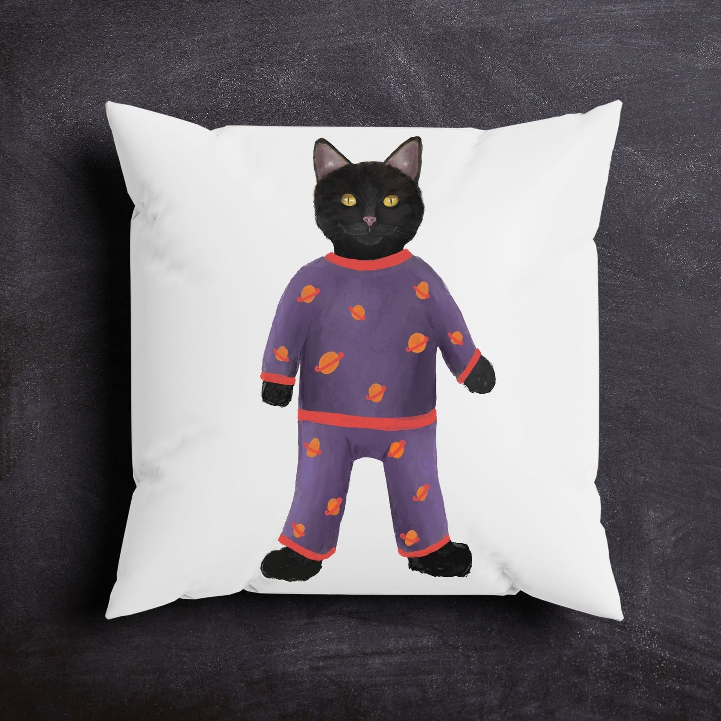 Black Cat Pajama Pillow - MerikaArt