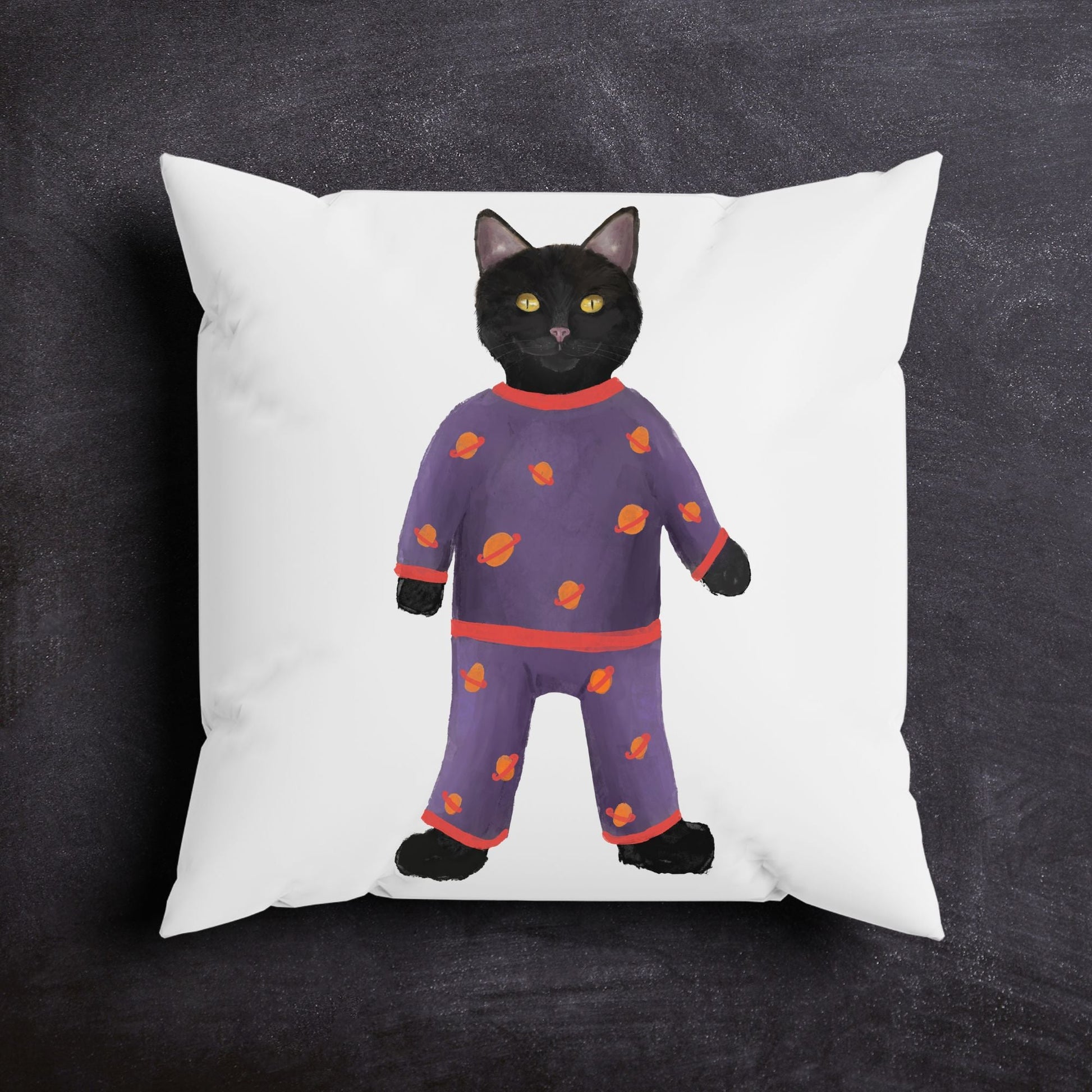 Black Cat Pajama Pillow - MerikaArt