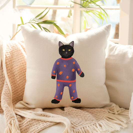 Black Cat Pajama Pillow - MerikaArt