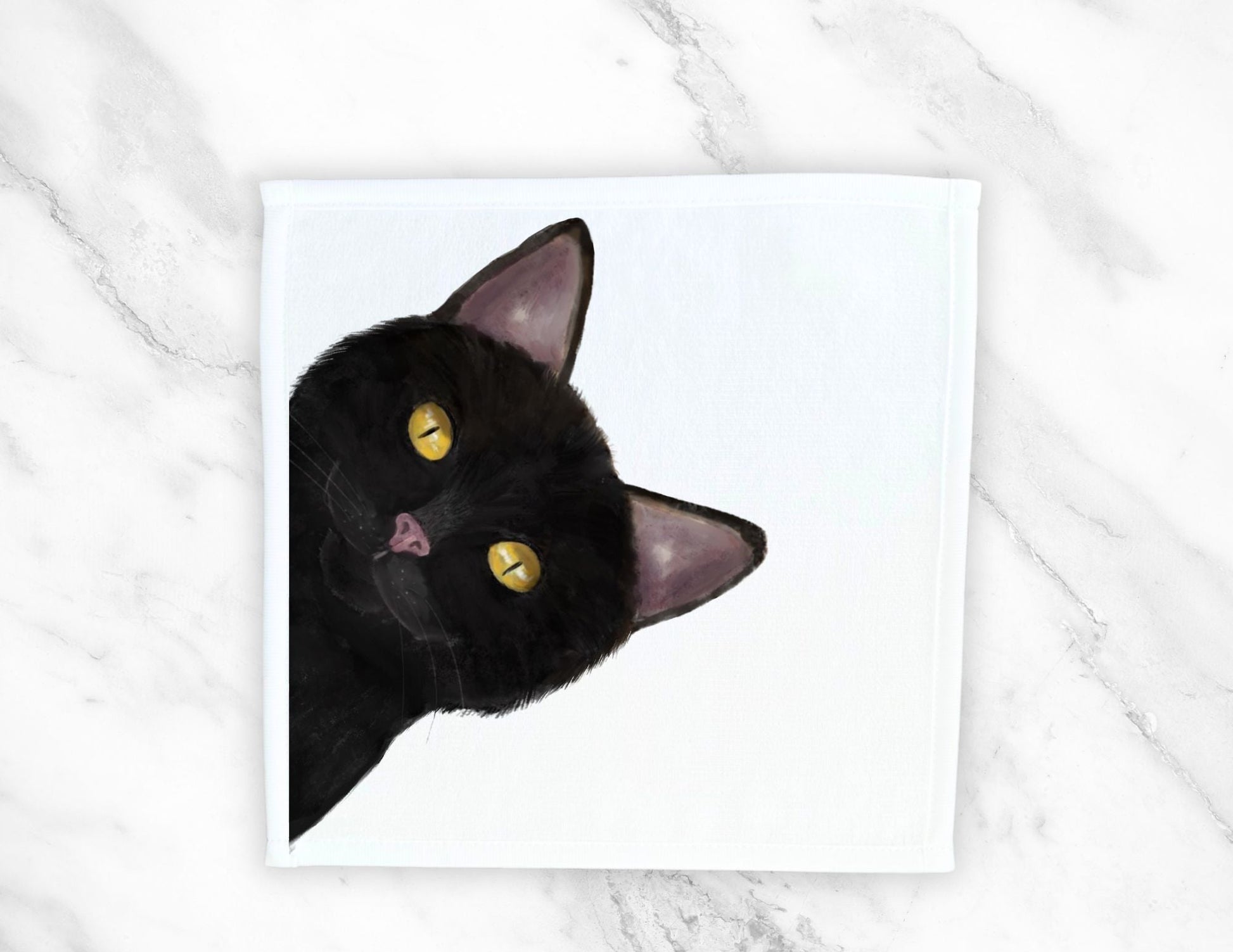 Black Cat Peekaboo Washcloth - MerikaArt