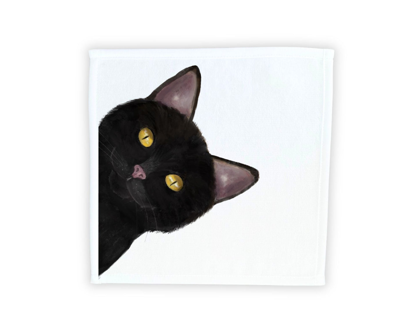 Black Cat Peekaboo Washcloth - MerikaArt