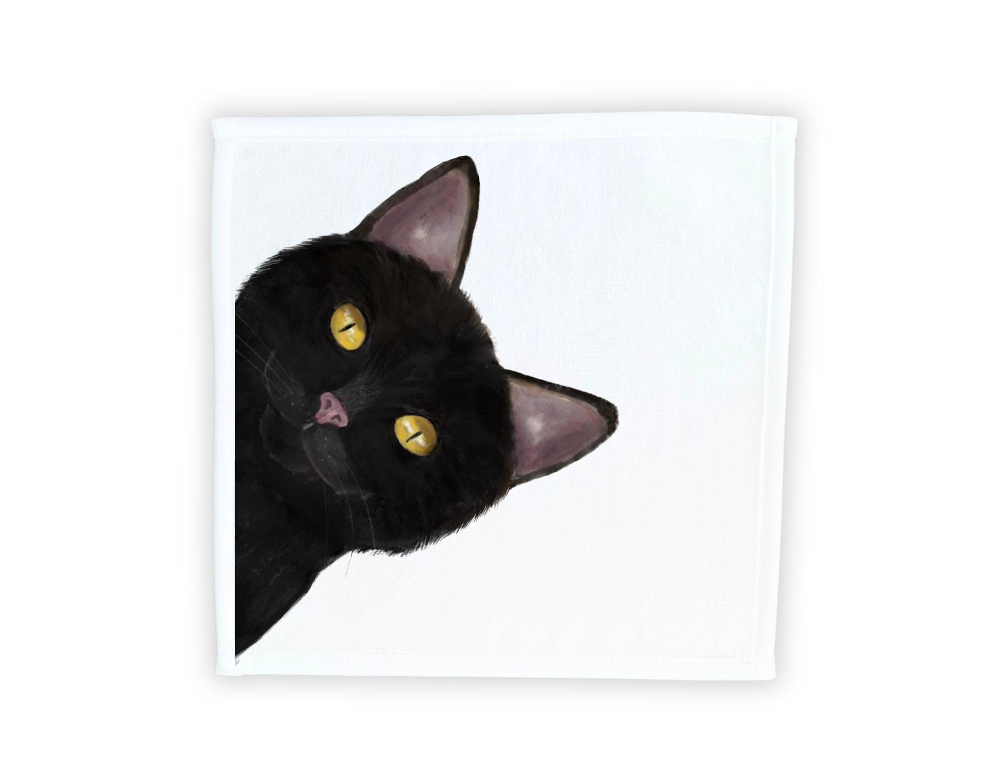 Black Cat Peekaboo Washcloth - MerikaArt