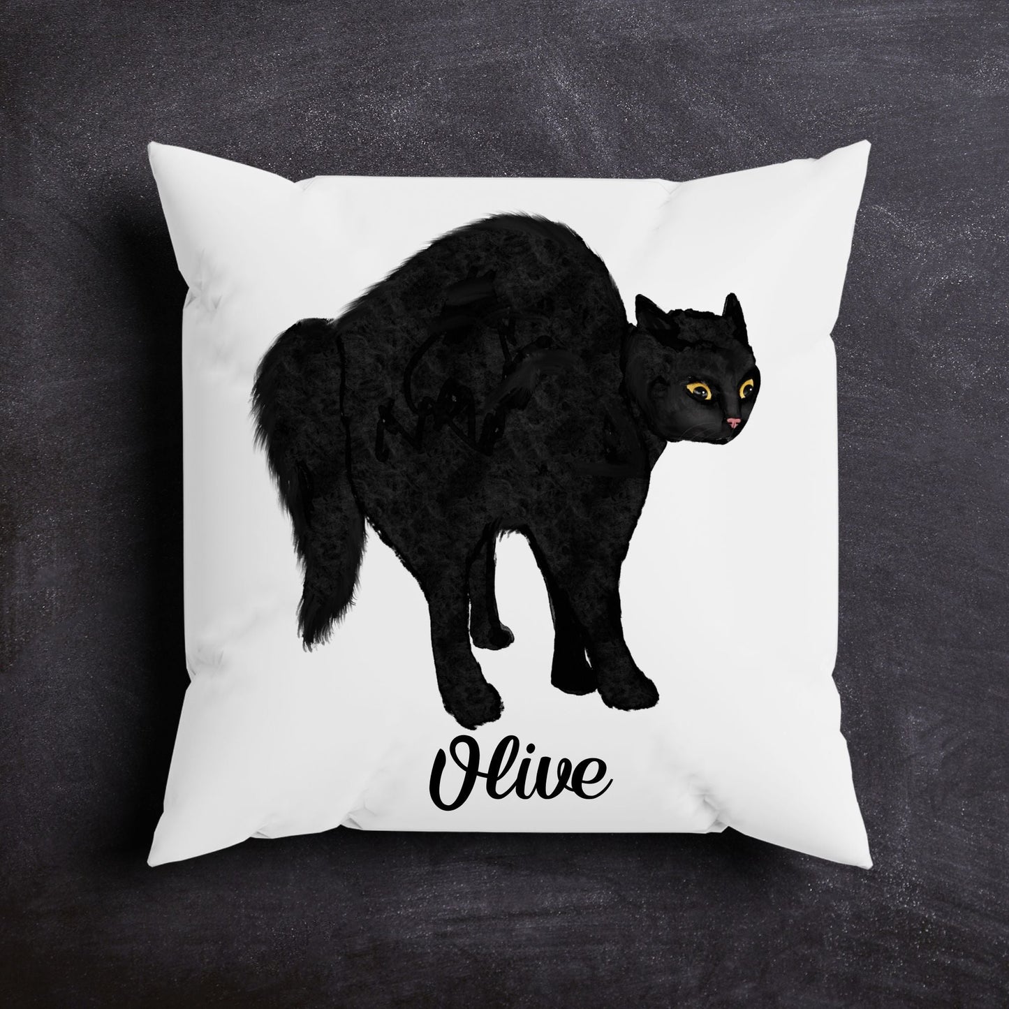 Black Cat Pillow - MerikaArt
