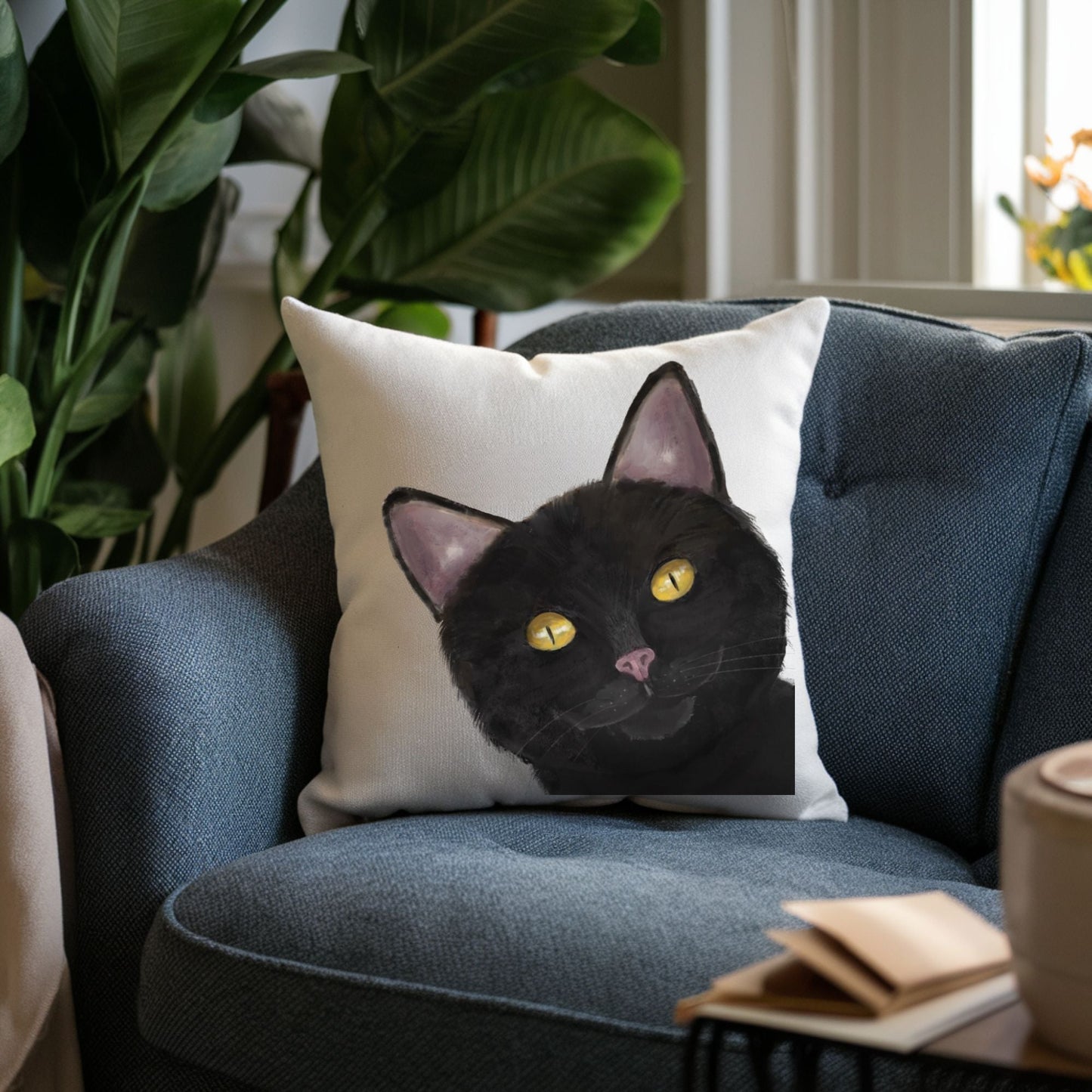 Black Cat Pillow - MerikaArt