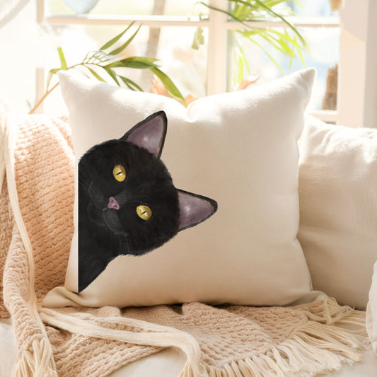 Black Cat Pillow - MerikaArt