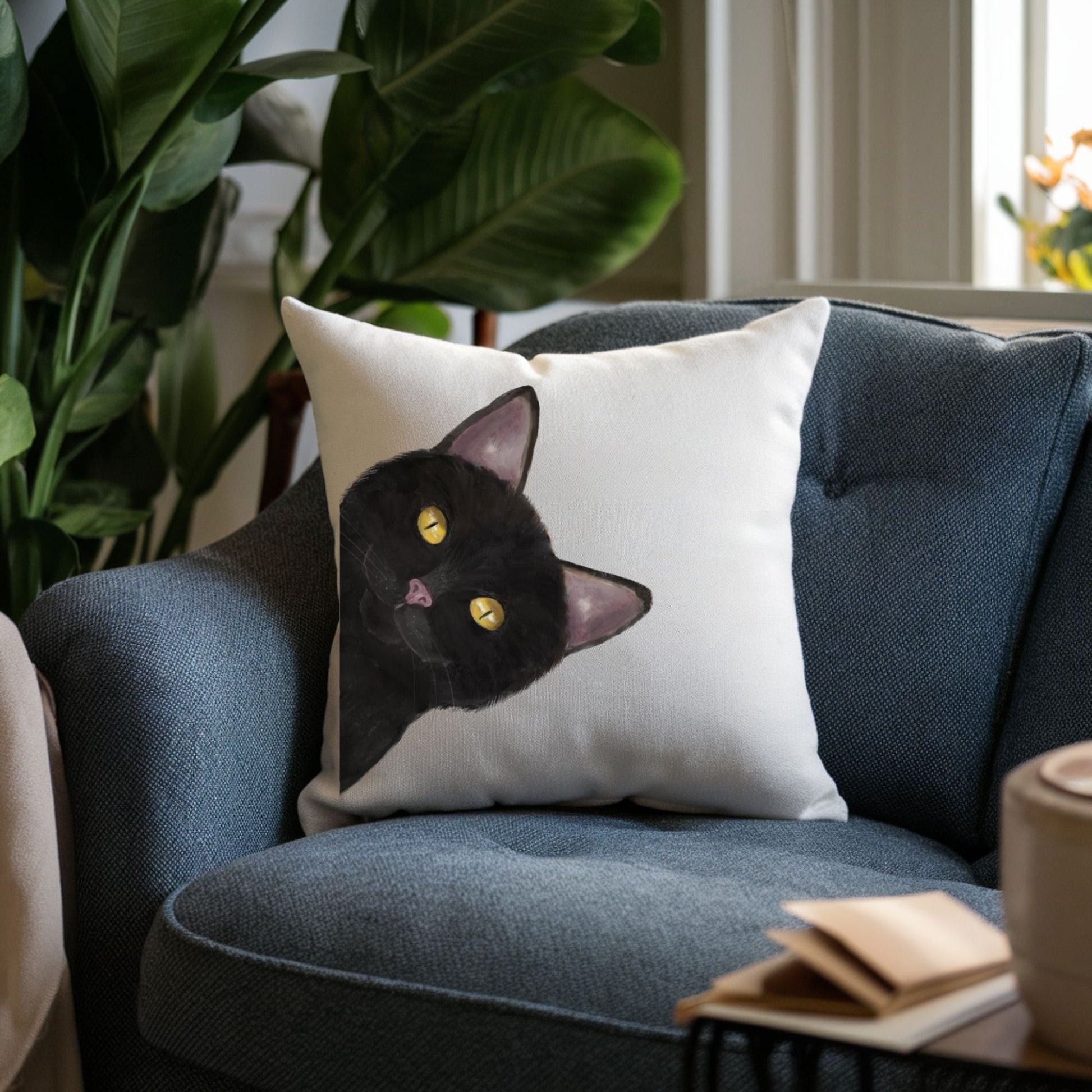 Black Cat Pillow - MerikaArt