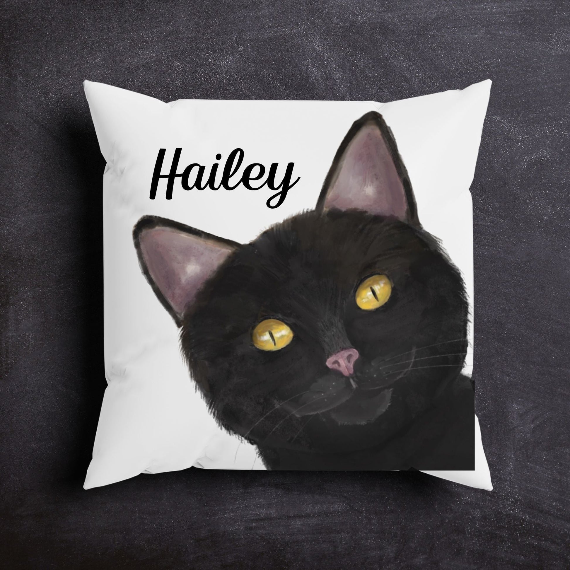 Black Cat Pillow - MerikaArt
