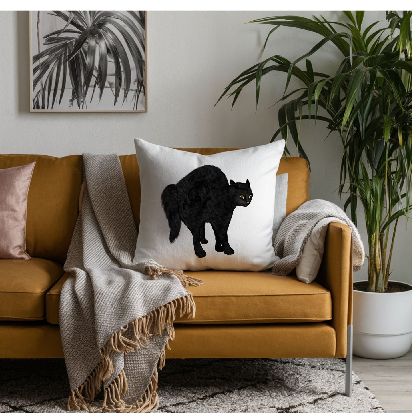 Black Cat Pillow - MerikaArt