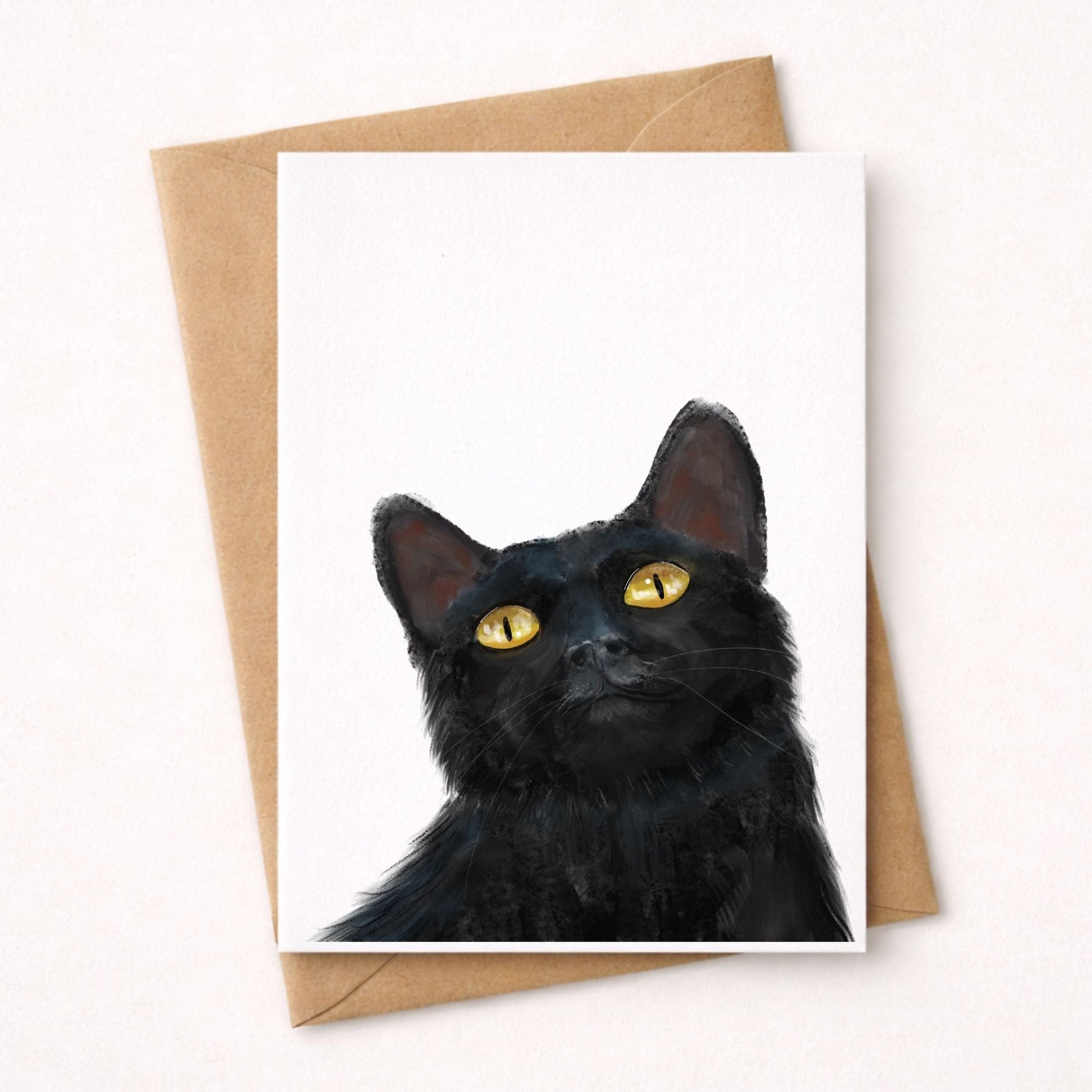 Black Cat Portrait Postcard - MerikaArt