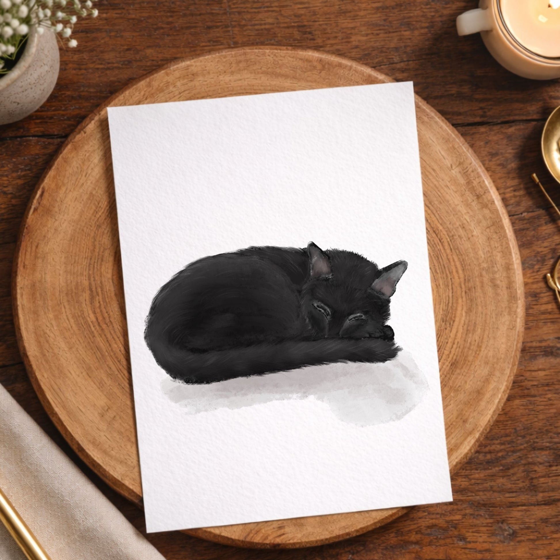 Black Cat Postcard - MerikaArt