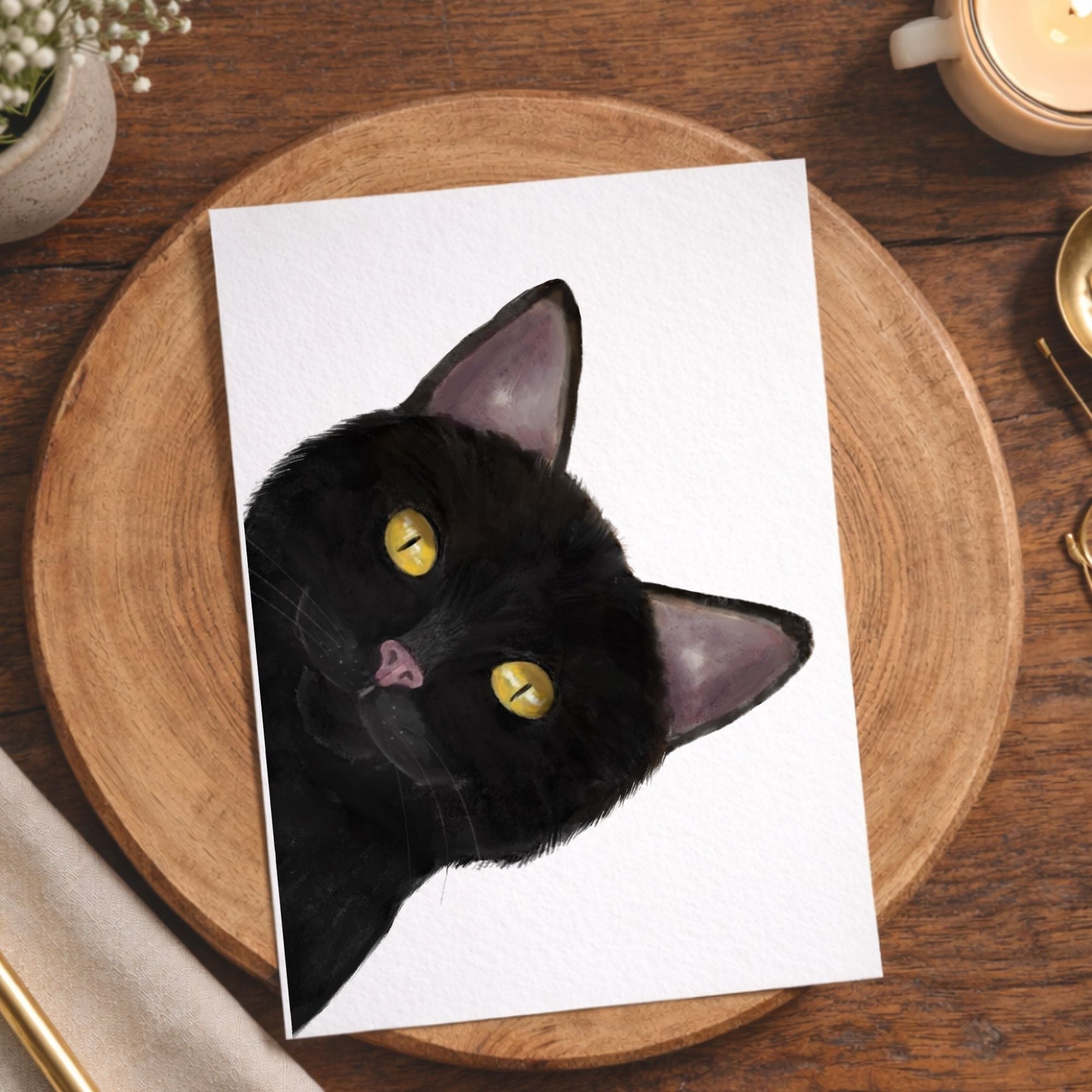 Black Cat Postcard - MerikaArt