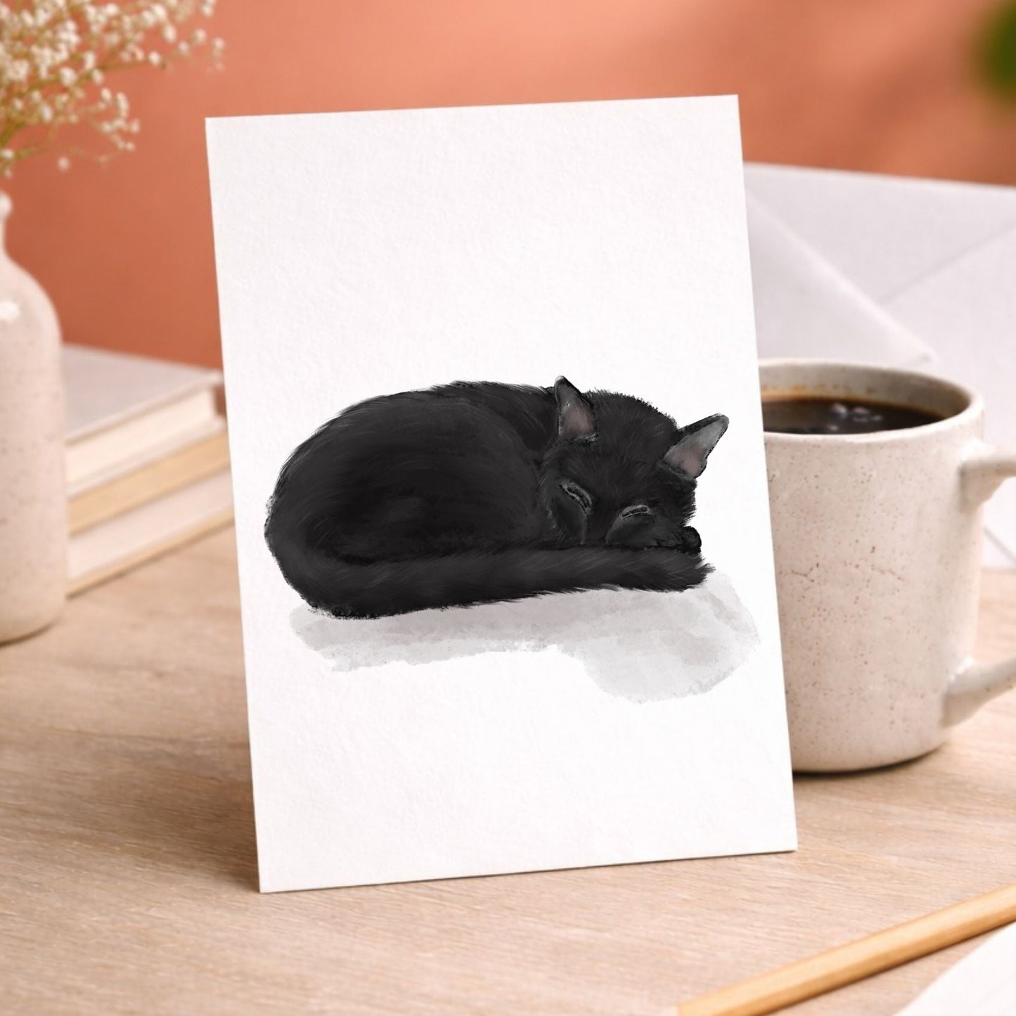 Black Cat Postcard - MerikaArt