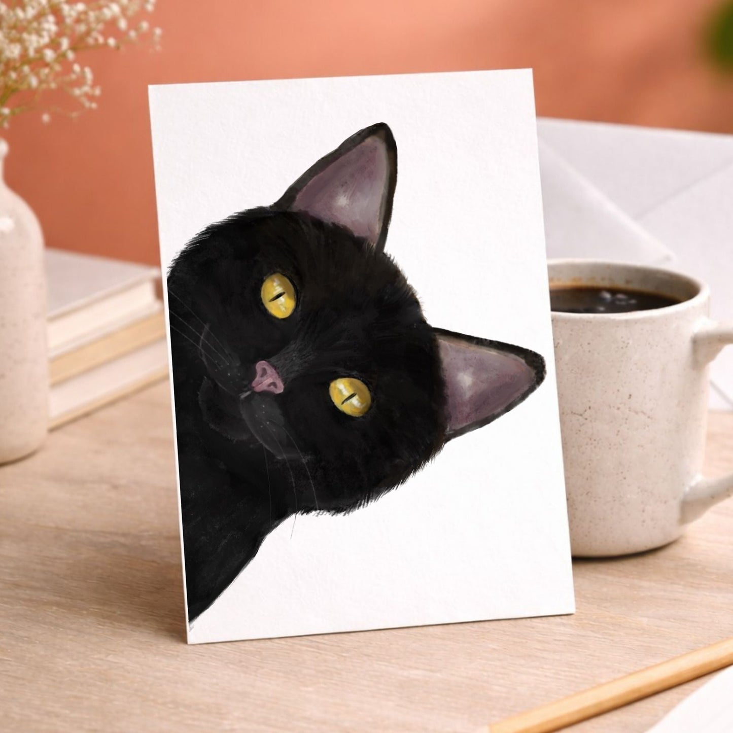 Black Cat Postcard - MerikaArt