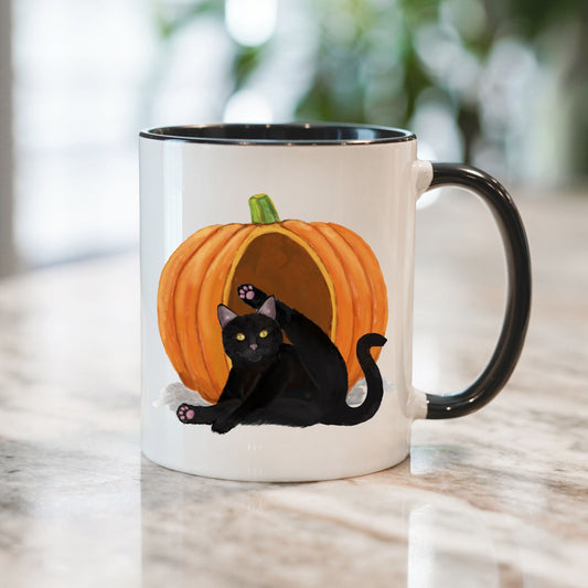 Black Cat Pumpkin Mug - MerikaArt