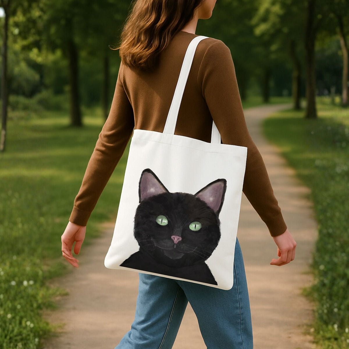 Black Cat Tote Bag - MerikaArt