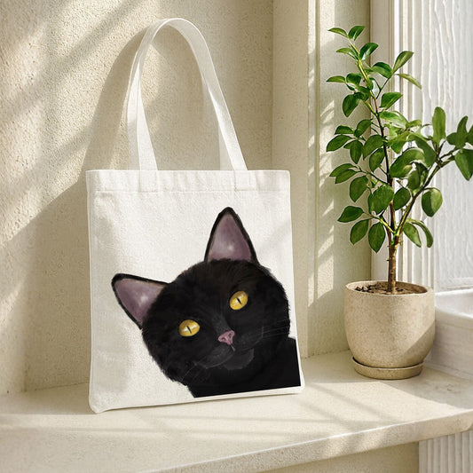Black Cat Tote Bag - MerikaArt