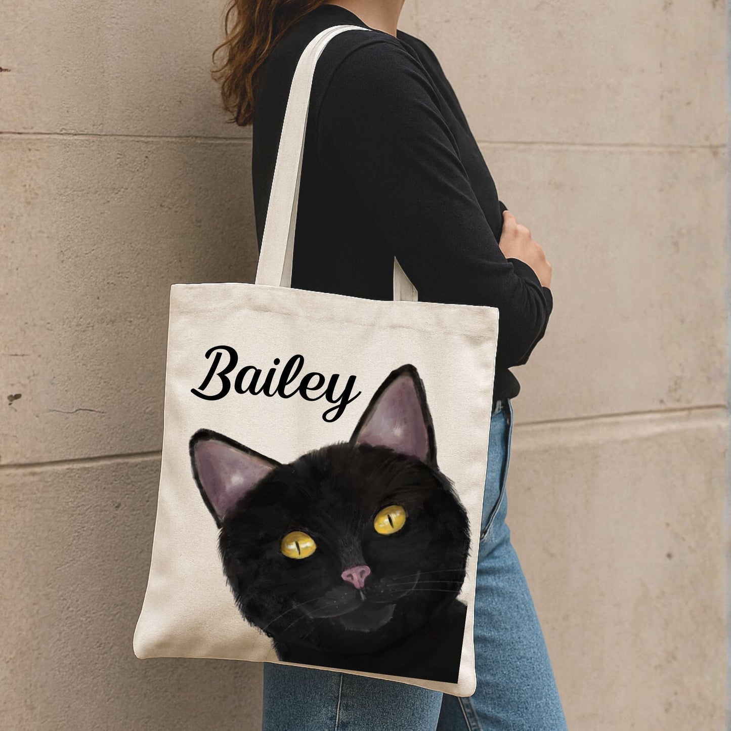 Black Cat Tote Bag - MerikaArt