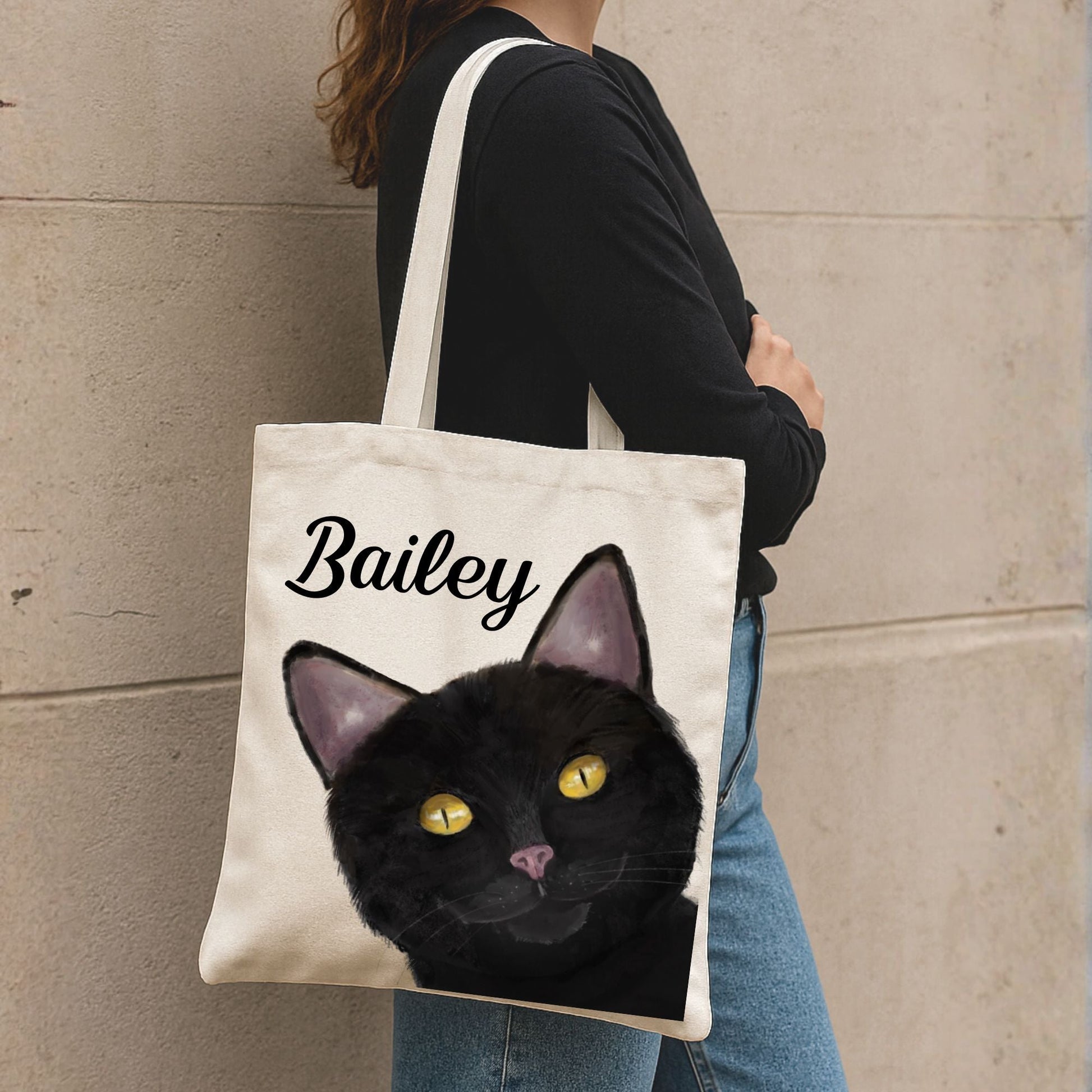 Black Cat Tote Bag - MerikaArt