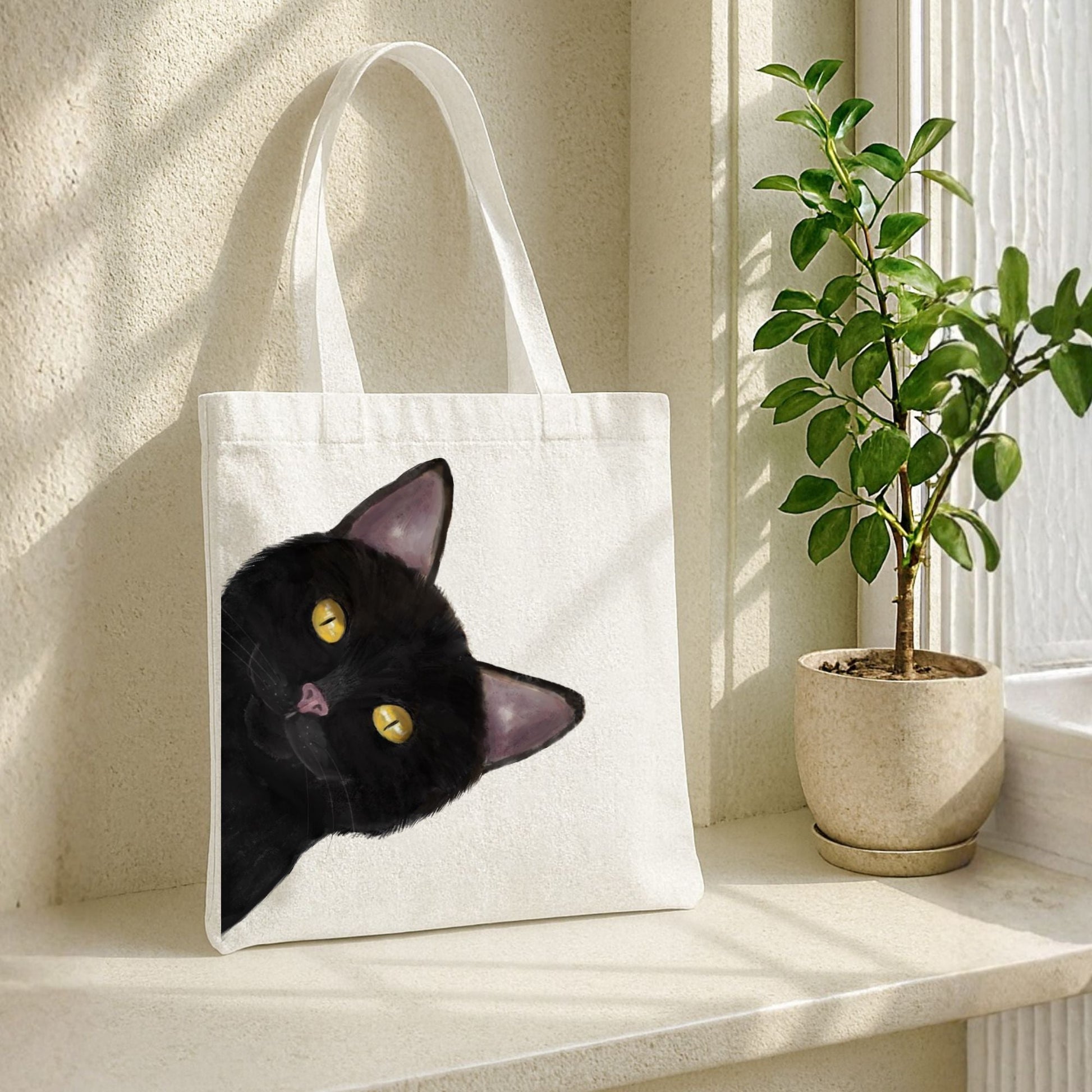 Black Cat Tote Bag - MerikaArt