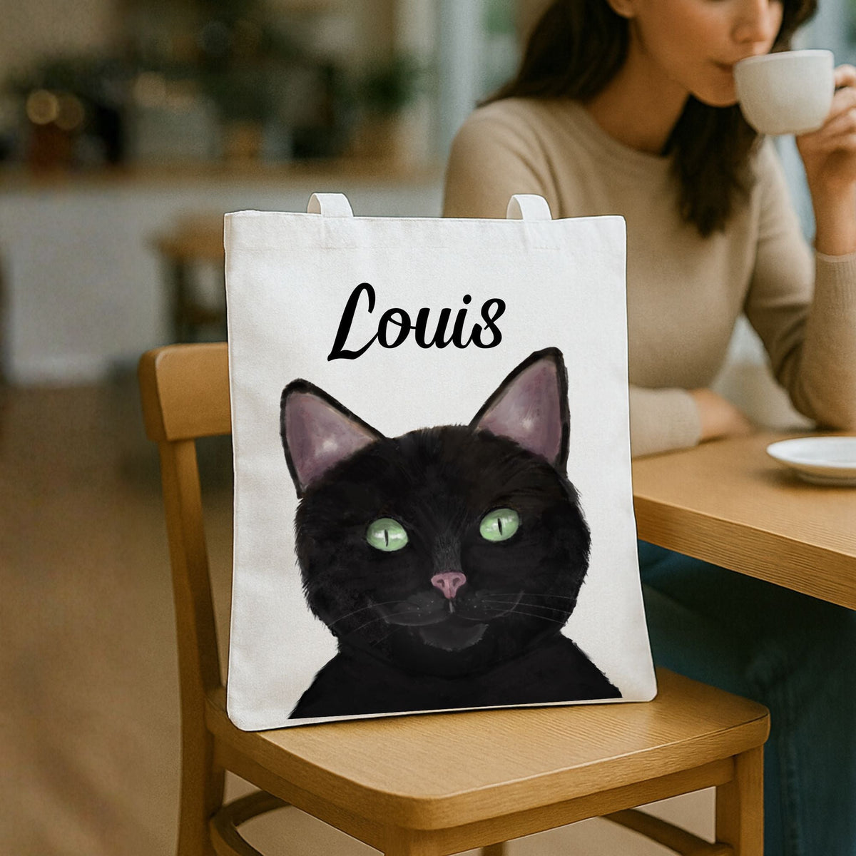 Black Cat Tote Bag - MerikaArt