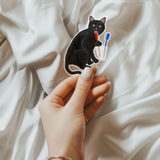 Black Cat Vinyl Sticker - MerikaArt