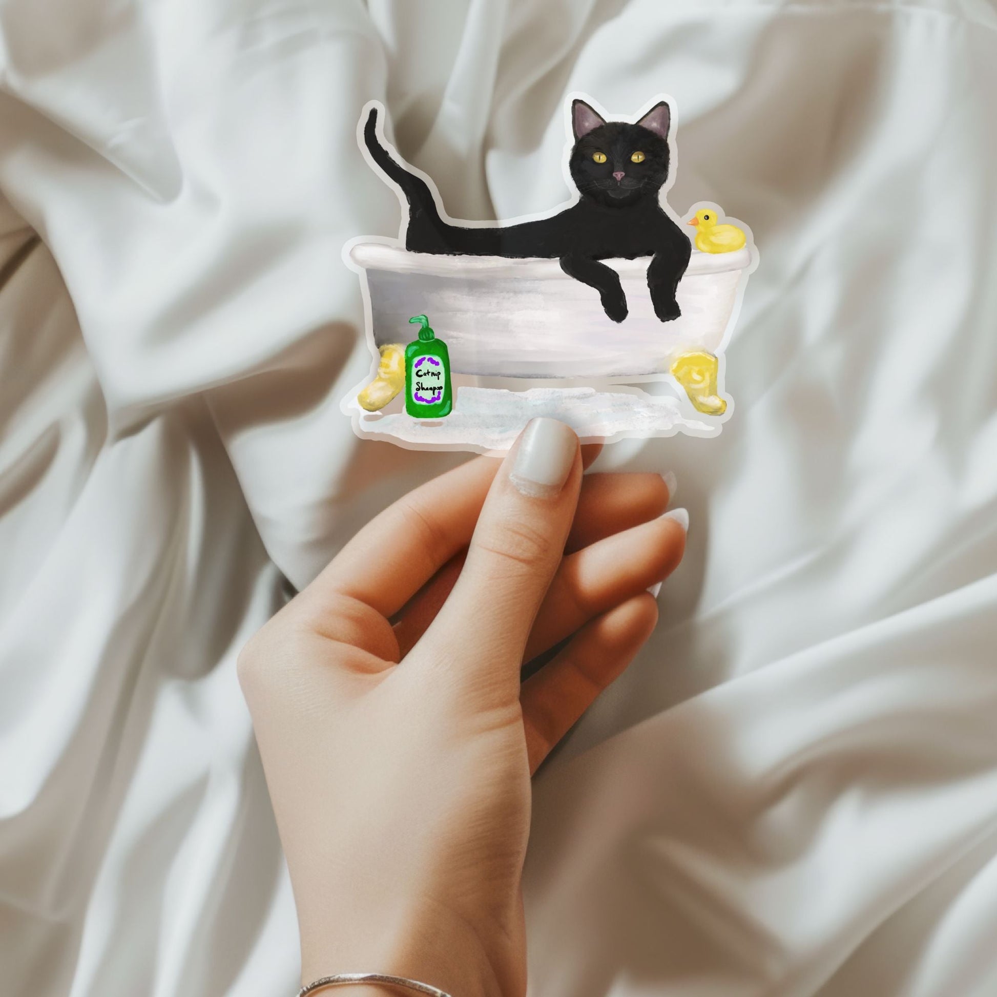 Black Cat Vinyl Sticker - MerikaArt