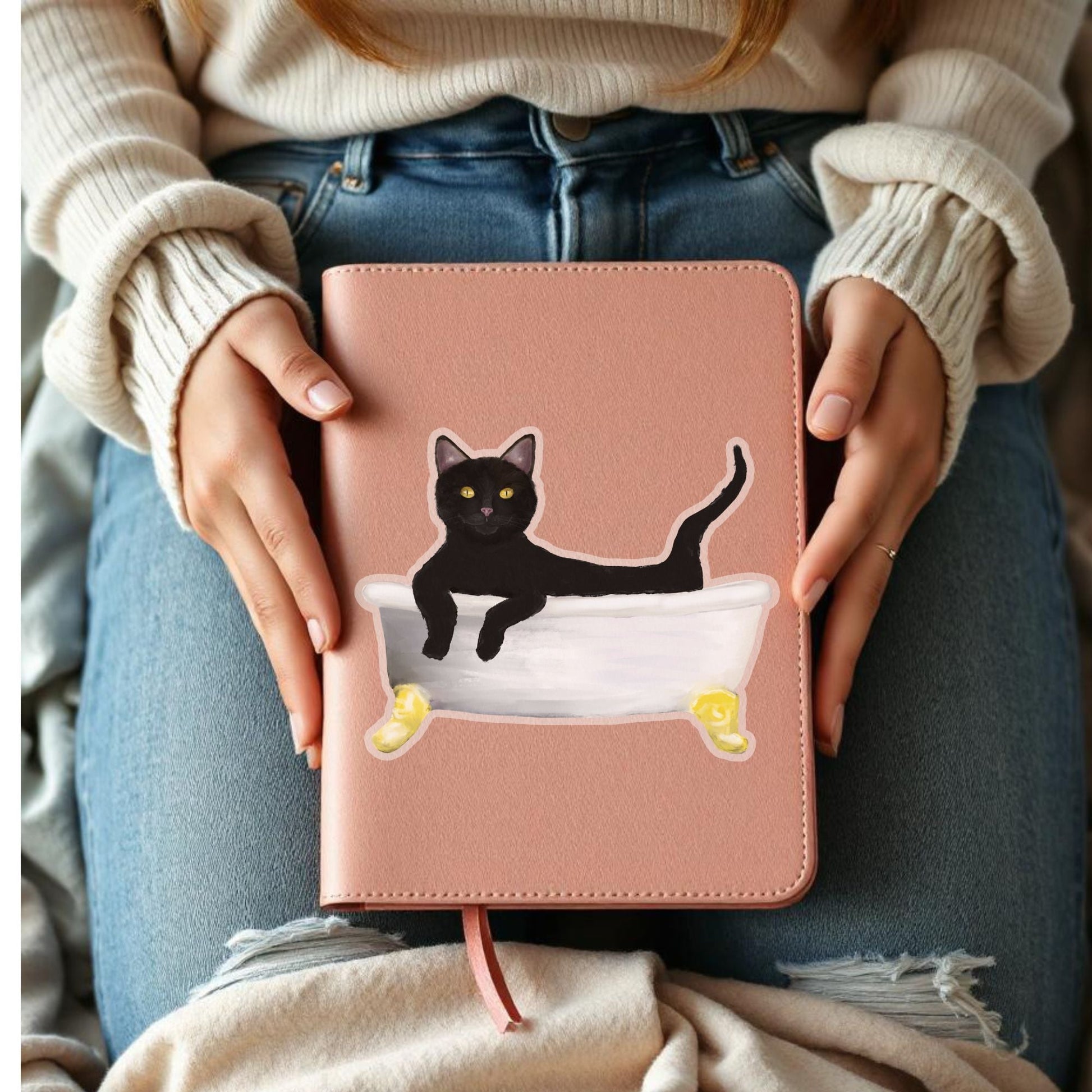 Black Cat Vinyl Sticker - MerikaArt