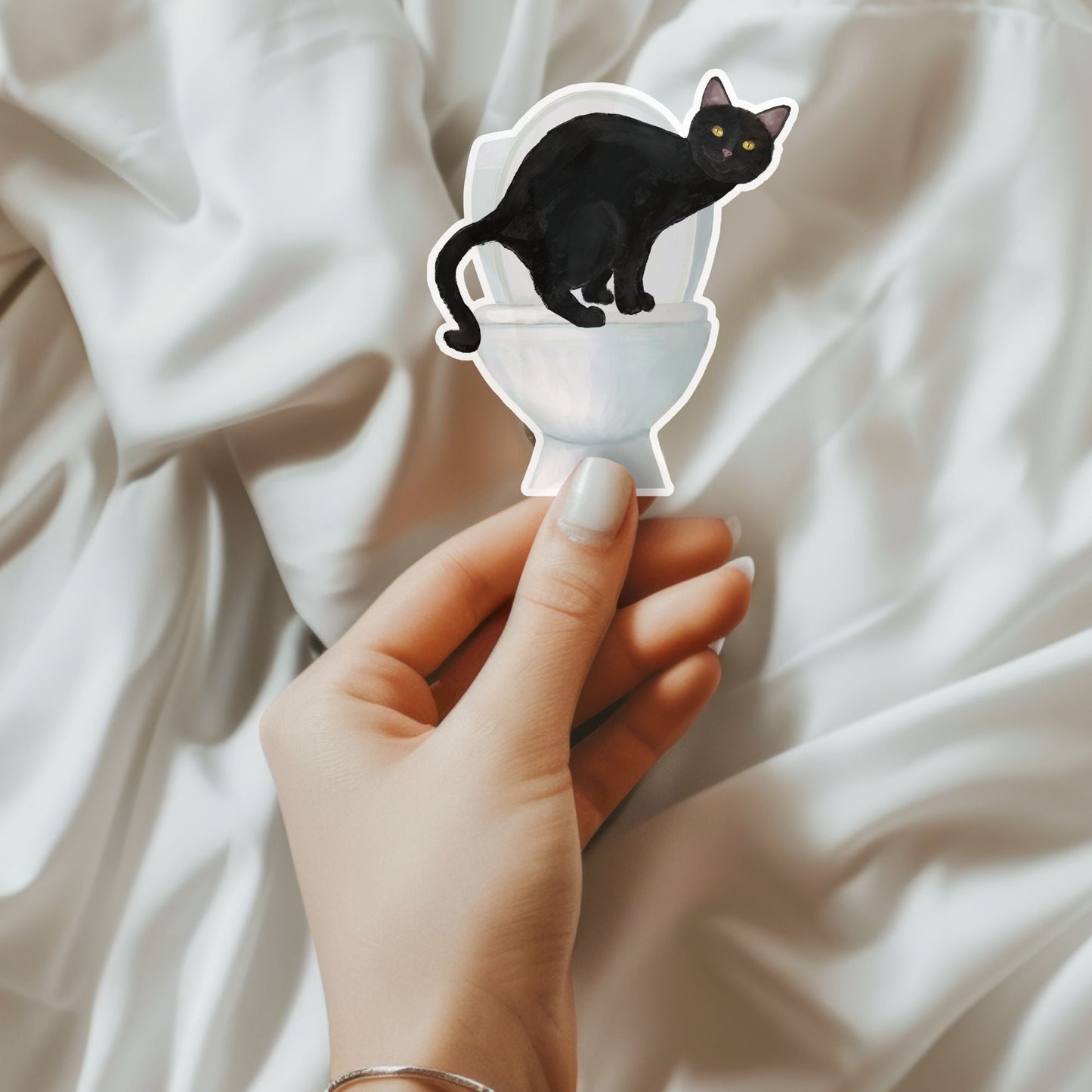 Black Cat Vinyl Sticker - MerikaArt