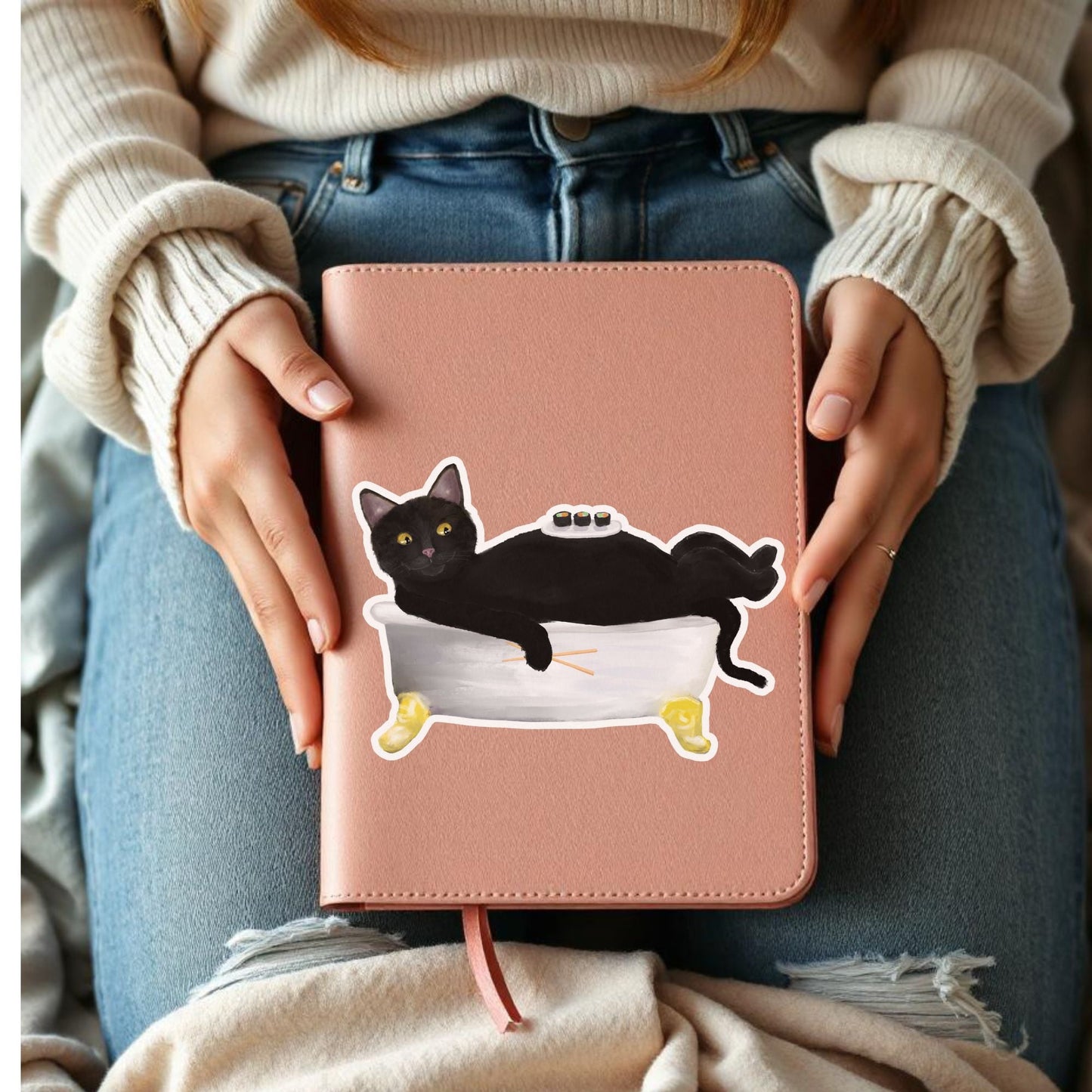 Black Cat Vinyl Sticker - MerikaArt