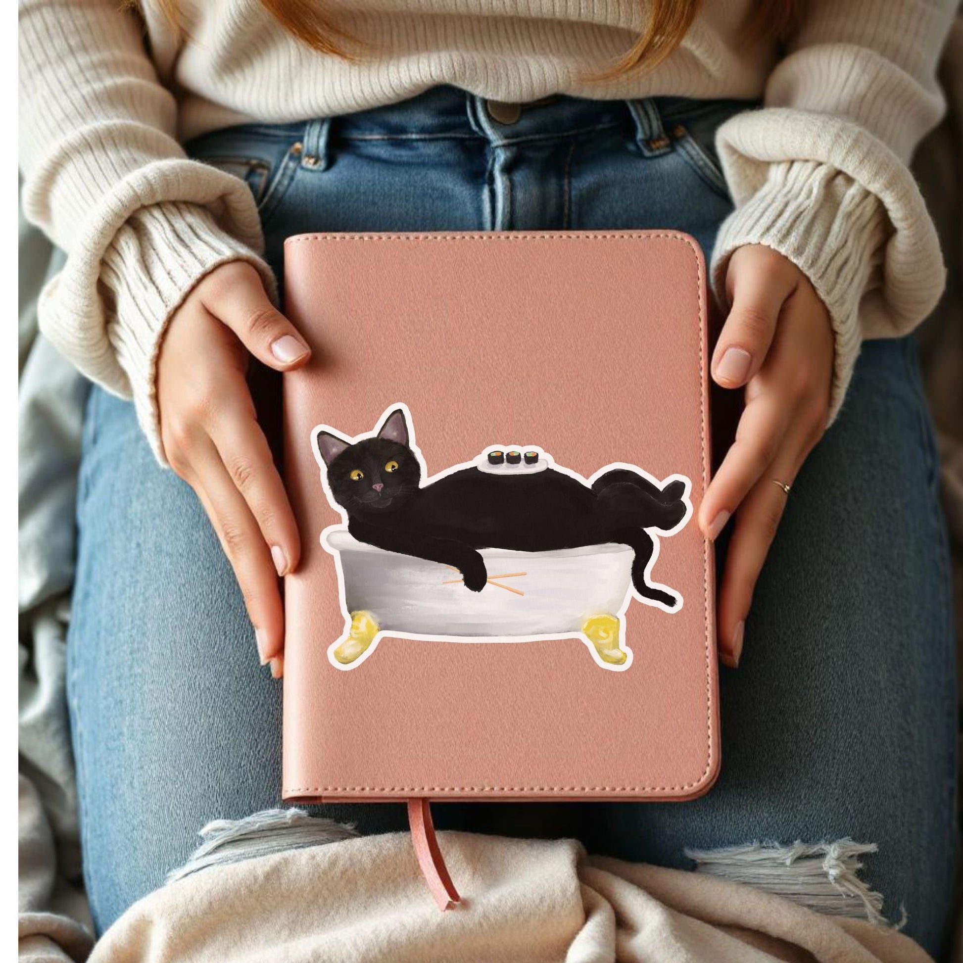 Black Cat Vinyl Sticker - MerikaArt