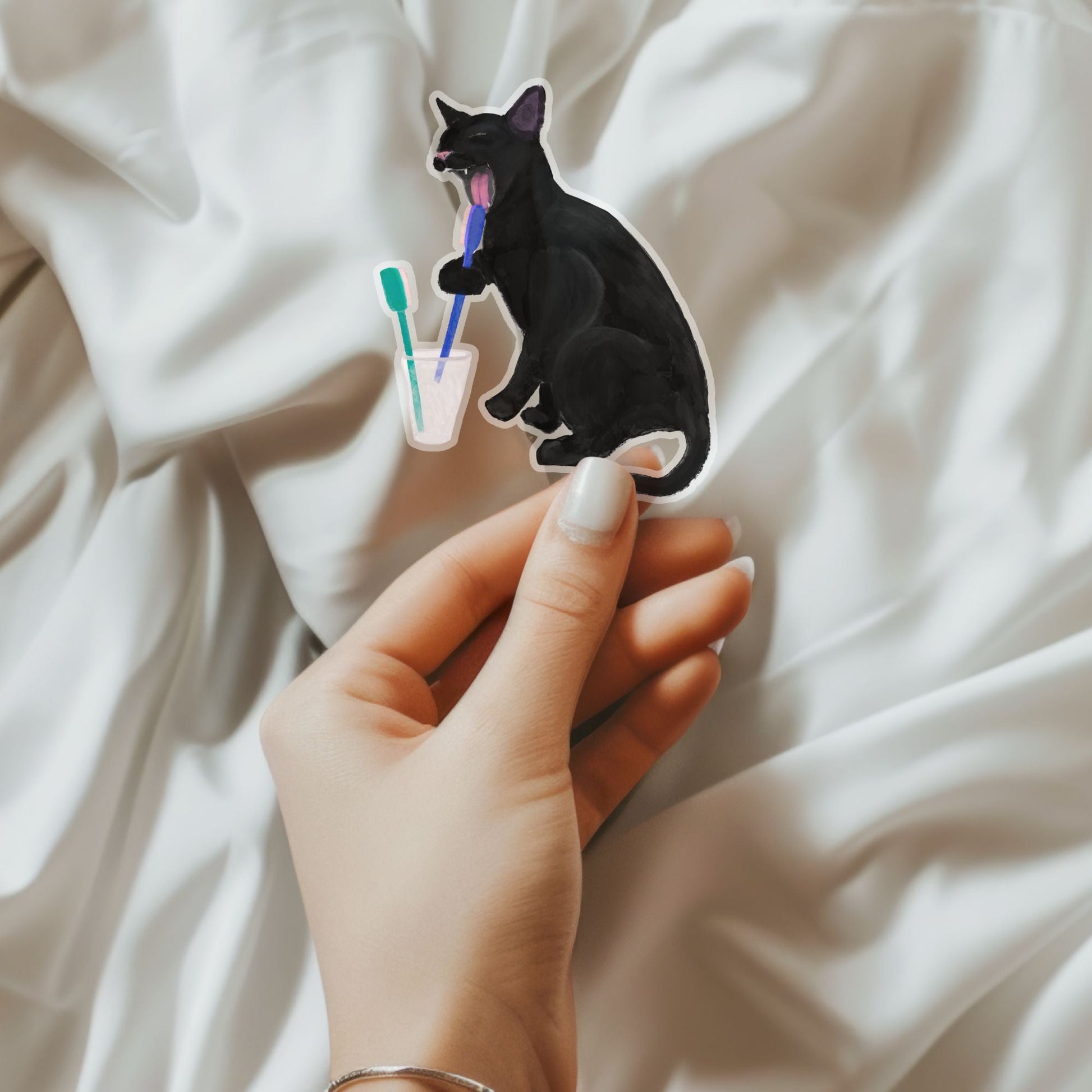 Black Cat Vinyl Sticker - MerikaArt