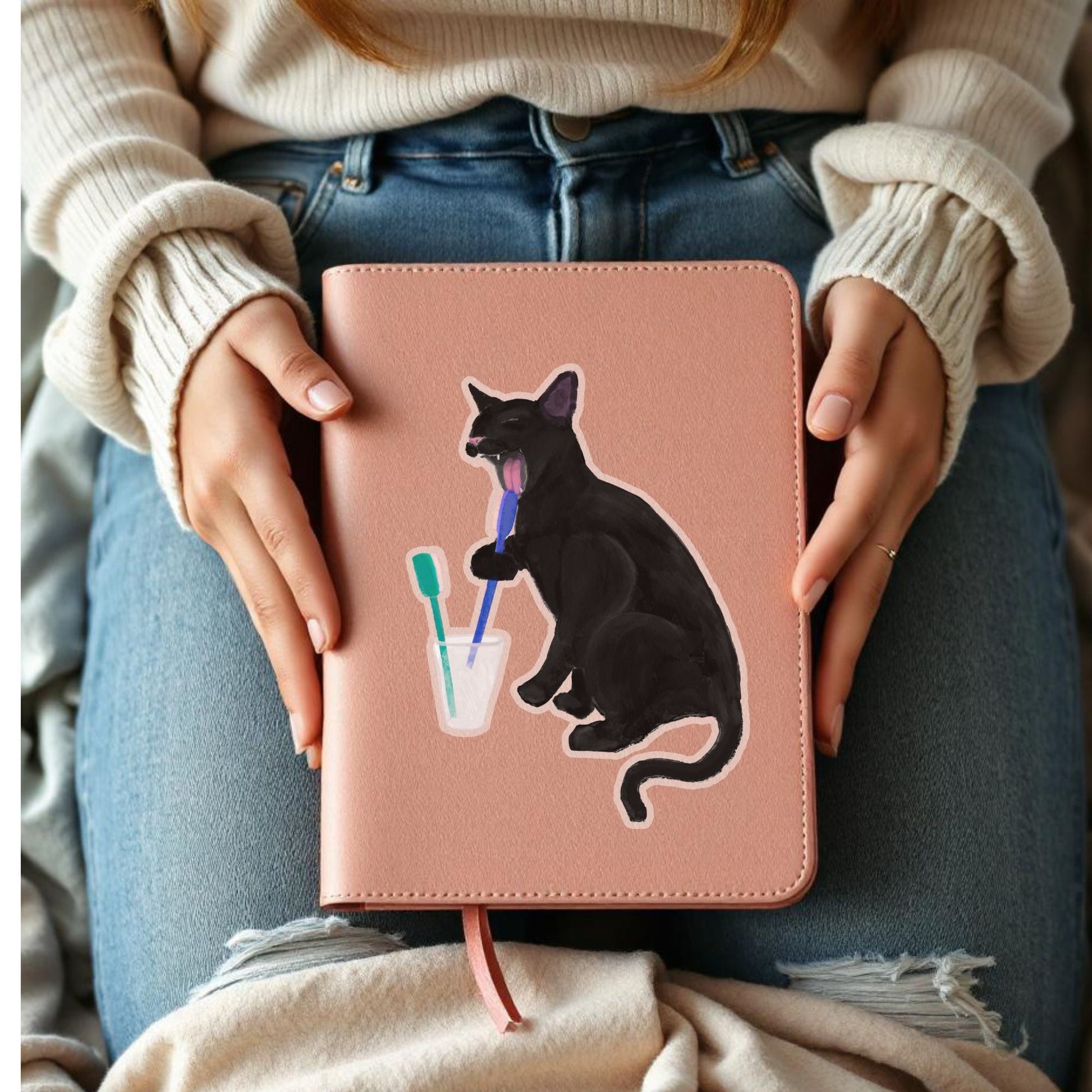 Black Cat Vinyl Sticker - MerikaArt