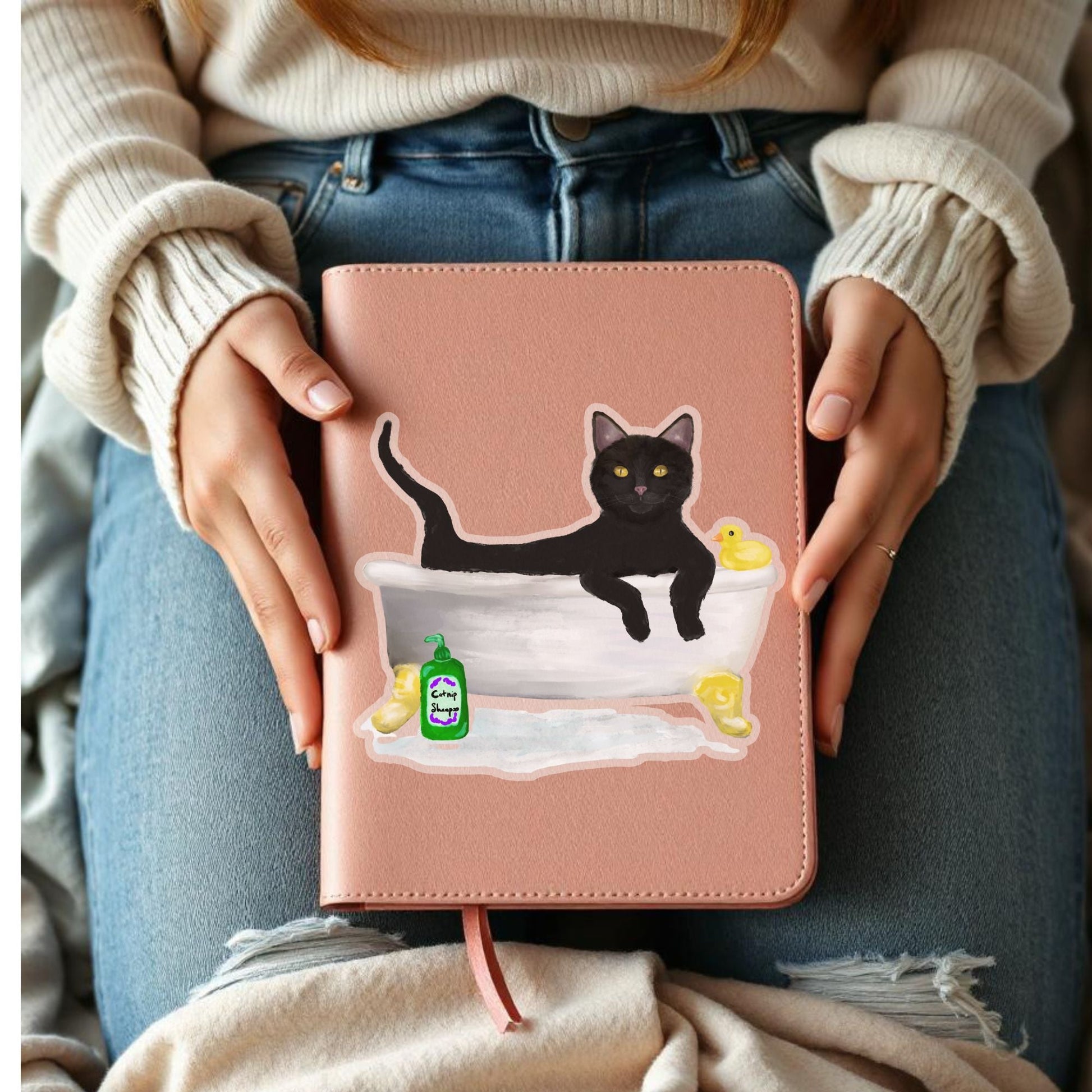 Black Cat Vinyl Sticker - MerikaArt