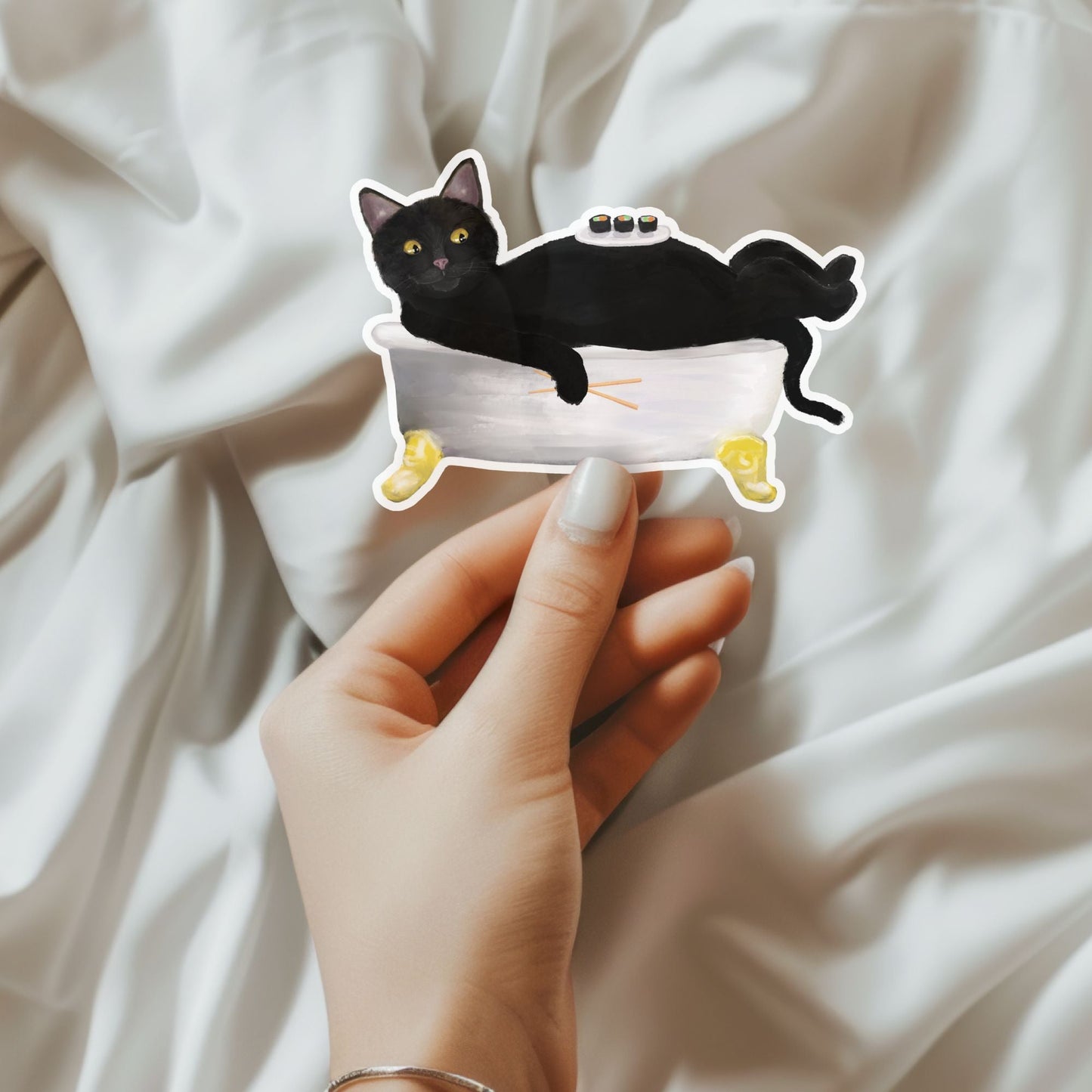 Black Cat Vinyl Sticker - MerikaArt