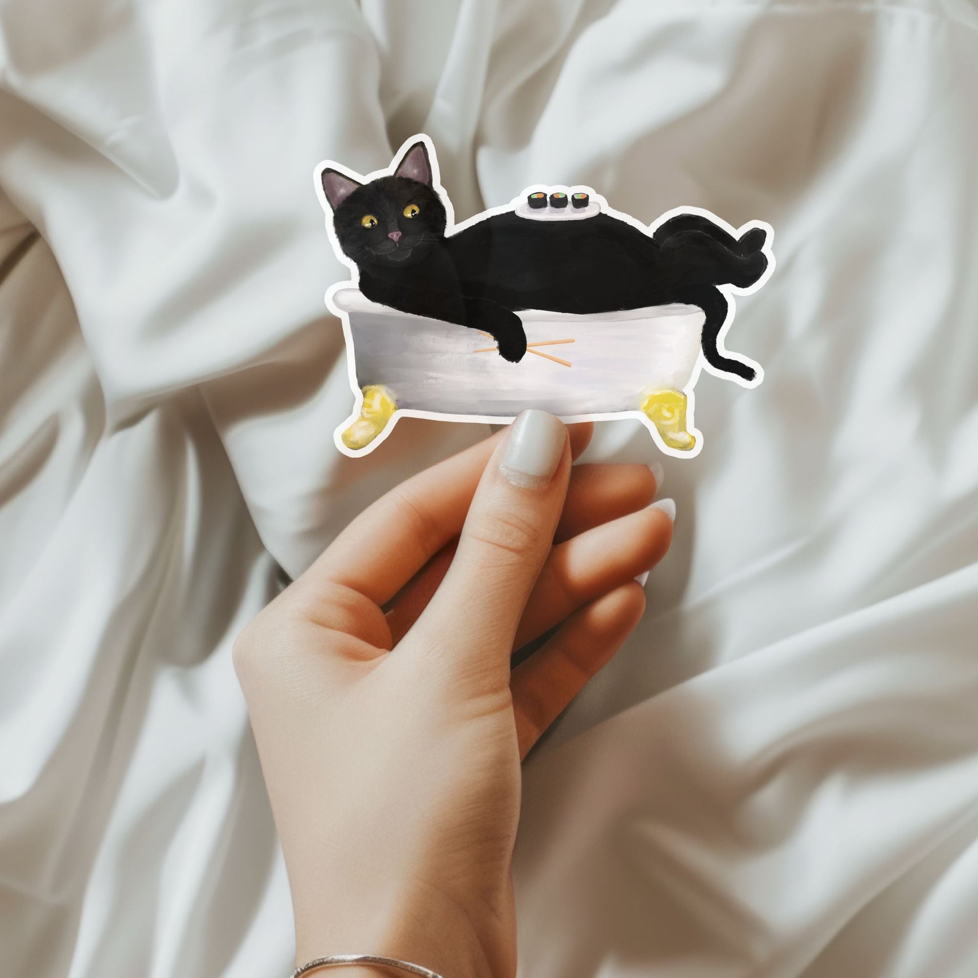 Black Cat Vinyl Sticker - MerikaArt