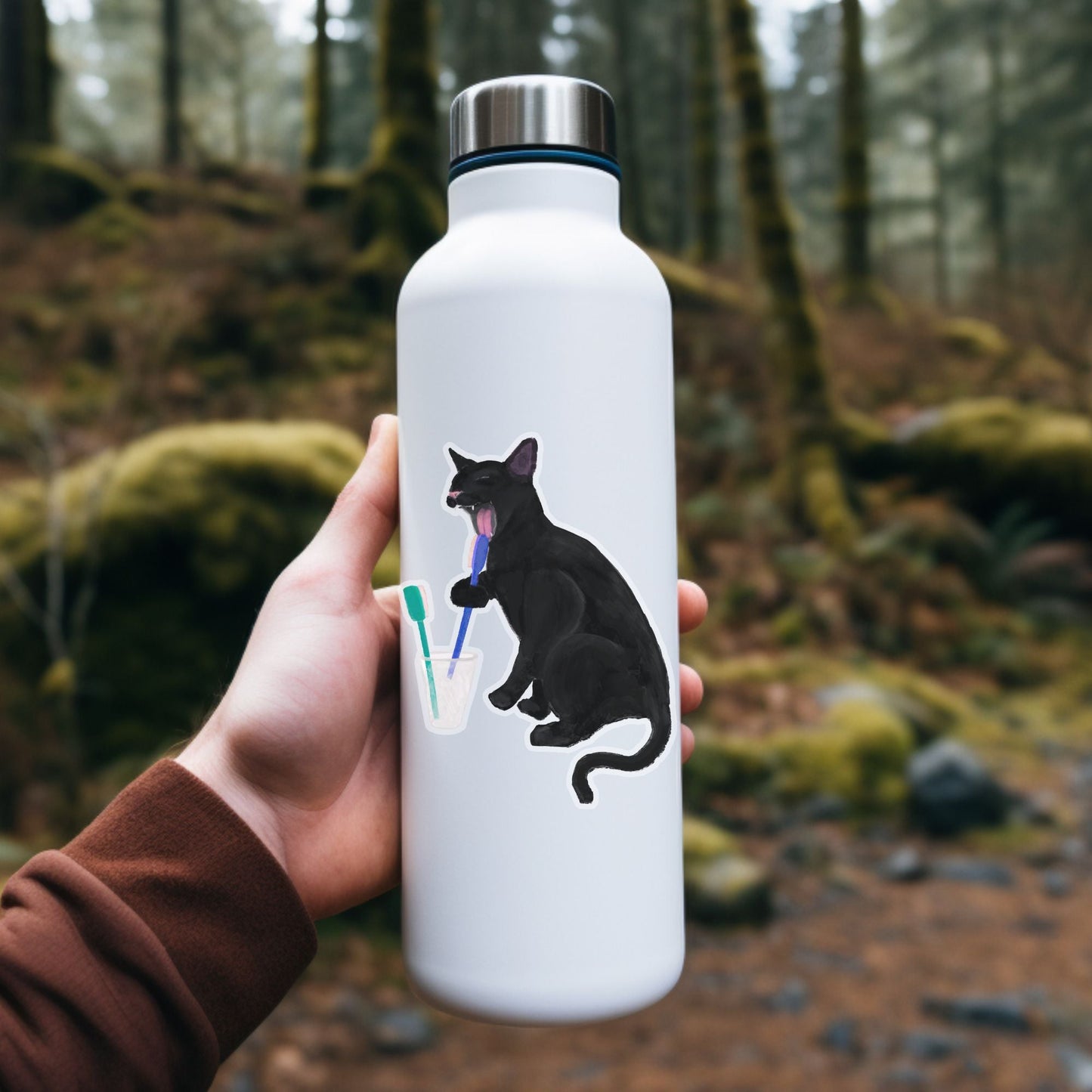 Black Cat Vinyl Sticker - MerikaArt