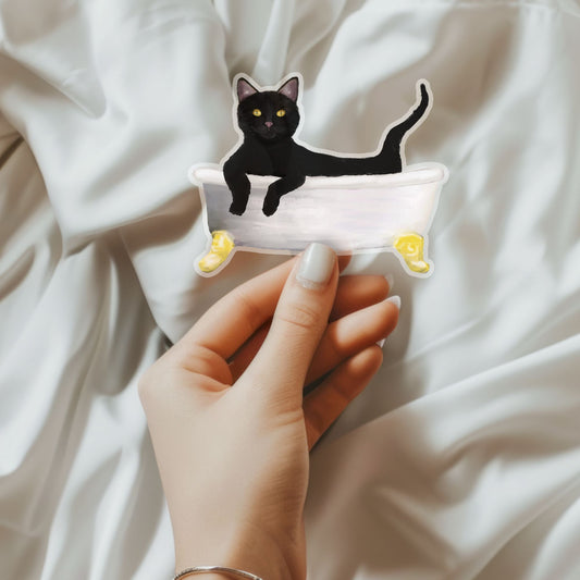 Black Cat Vinyl Sticker - MerikaArt