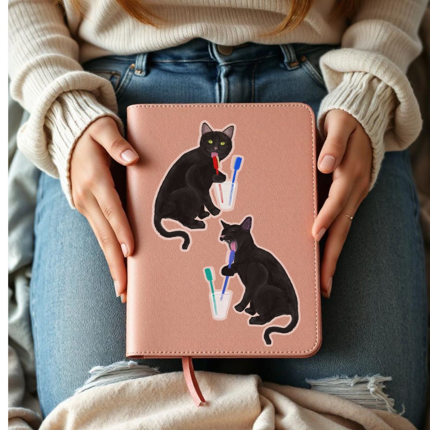 Black Cat Vinyl Sticker - MerikaArt