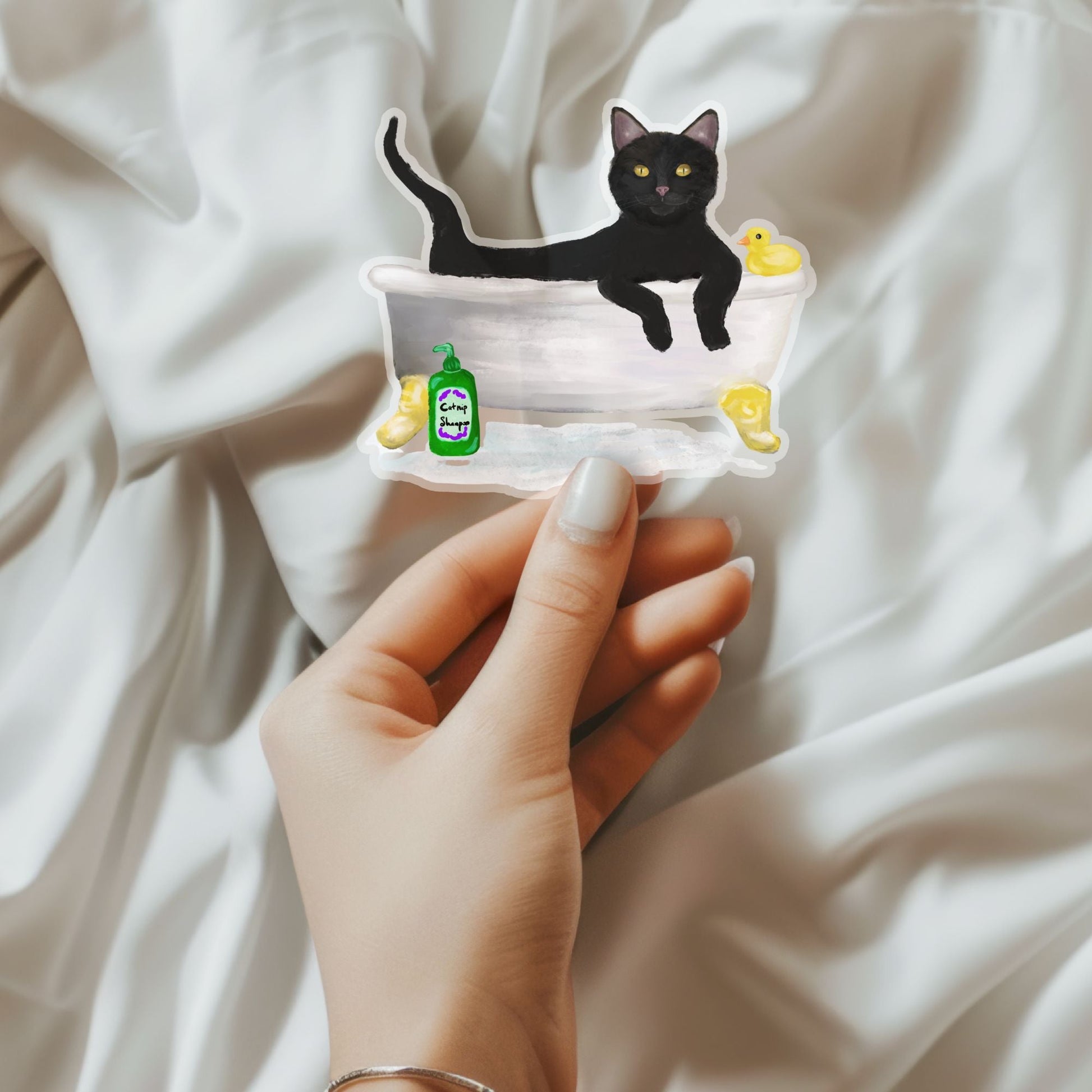 Black Cat Vinyl Sticker - MerikaArt